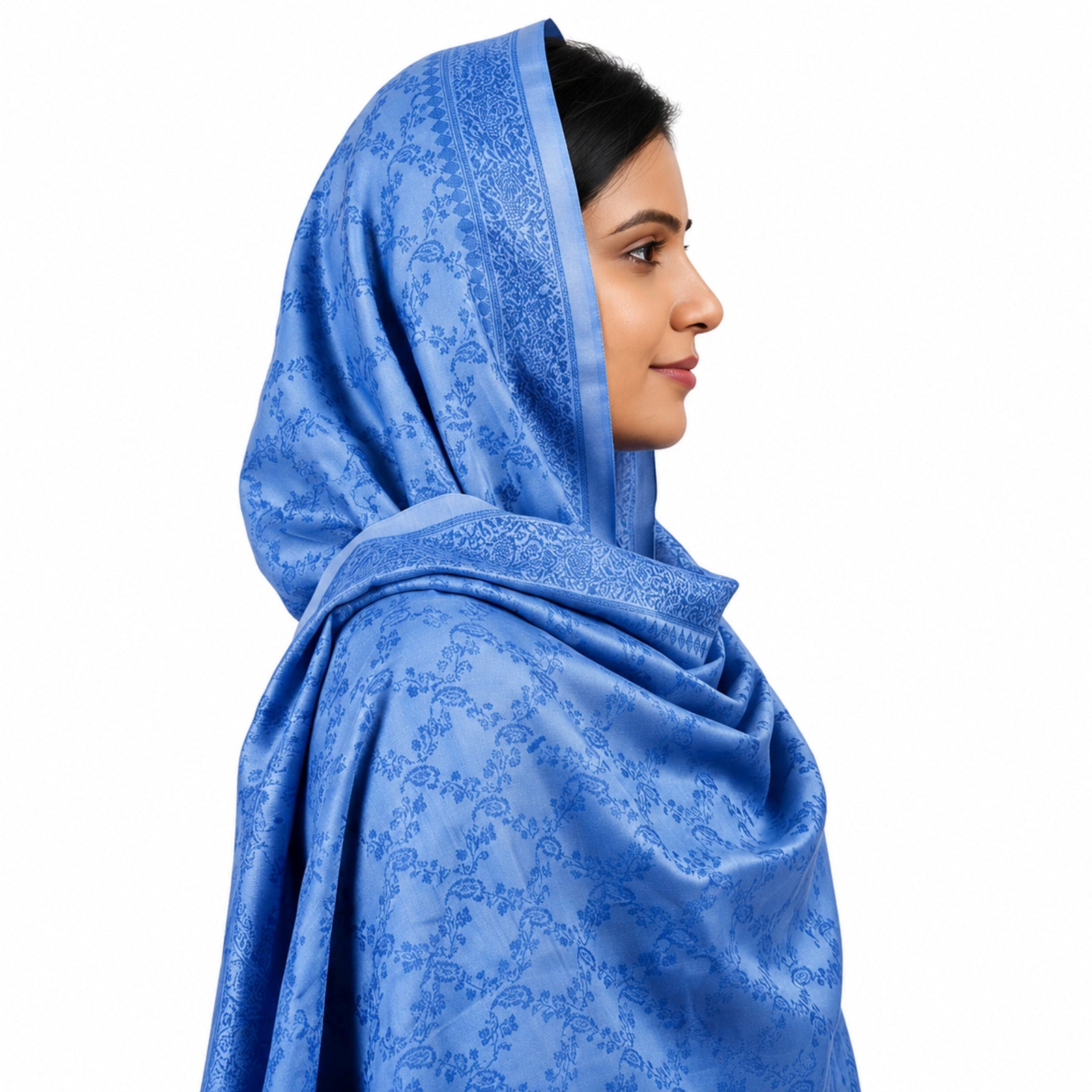 Women's Sky Blue Woven Pashmina Shawl