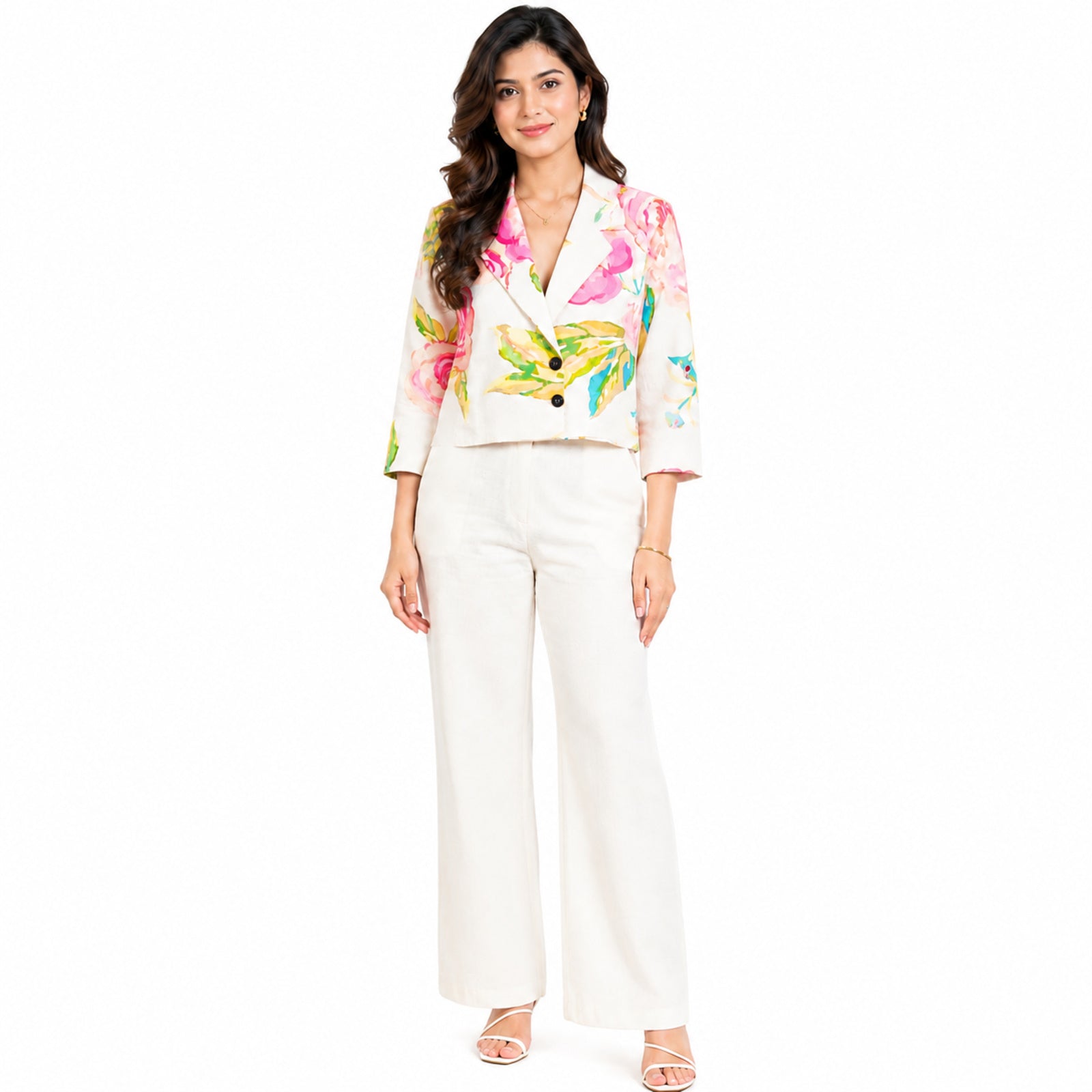Women's Floral Print Co-Ord Blazer & Palazzo Set