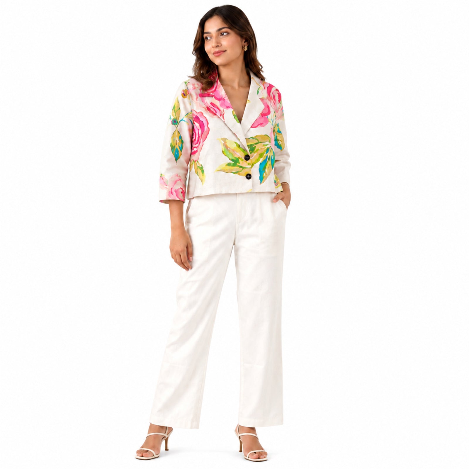 Women's Floral Print Co-Ord Blazer & Palazzo Set