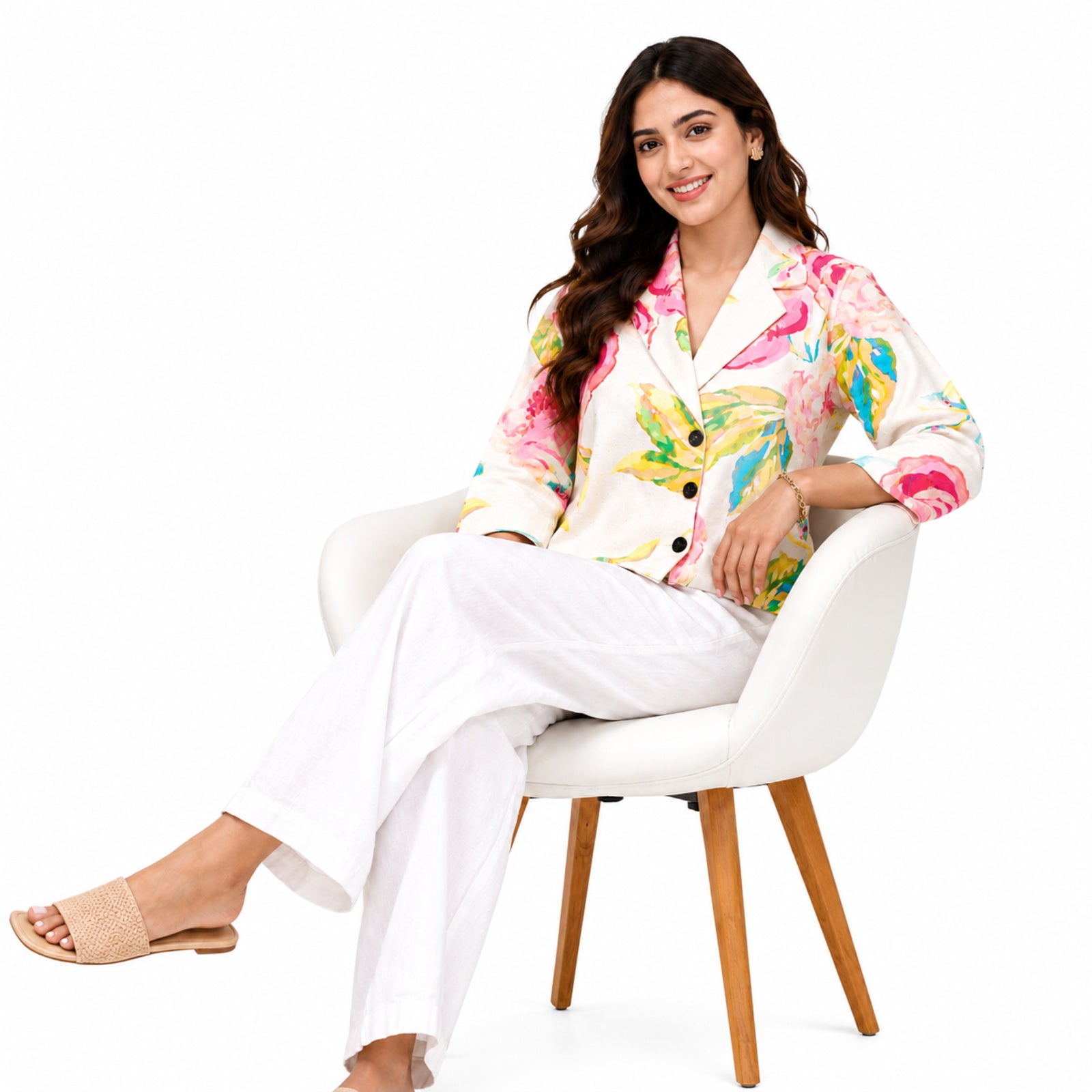 Women's Floral Print Co-Ord Blazer & Palazzo Set