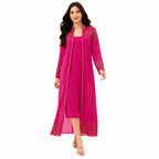 Women's Hot Pink Embellished Long Shrug | Ethnic Party Wear Ensemble