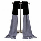 Women's Slate Grey Faux Fur Trim Winter Scarf