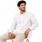 Men's Classic White Textured Slub Formal Luxury Shirt