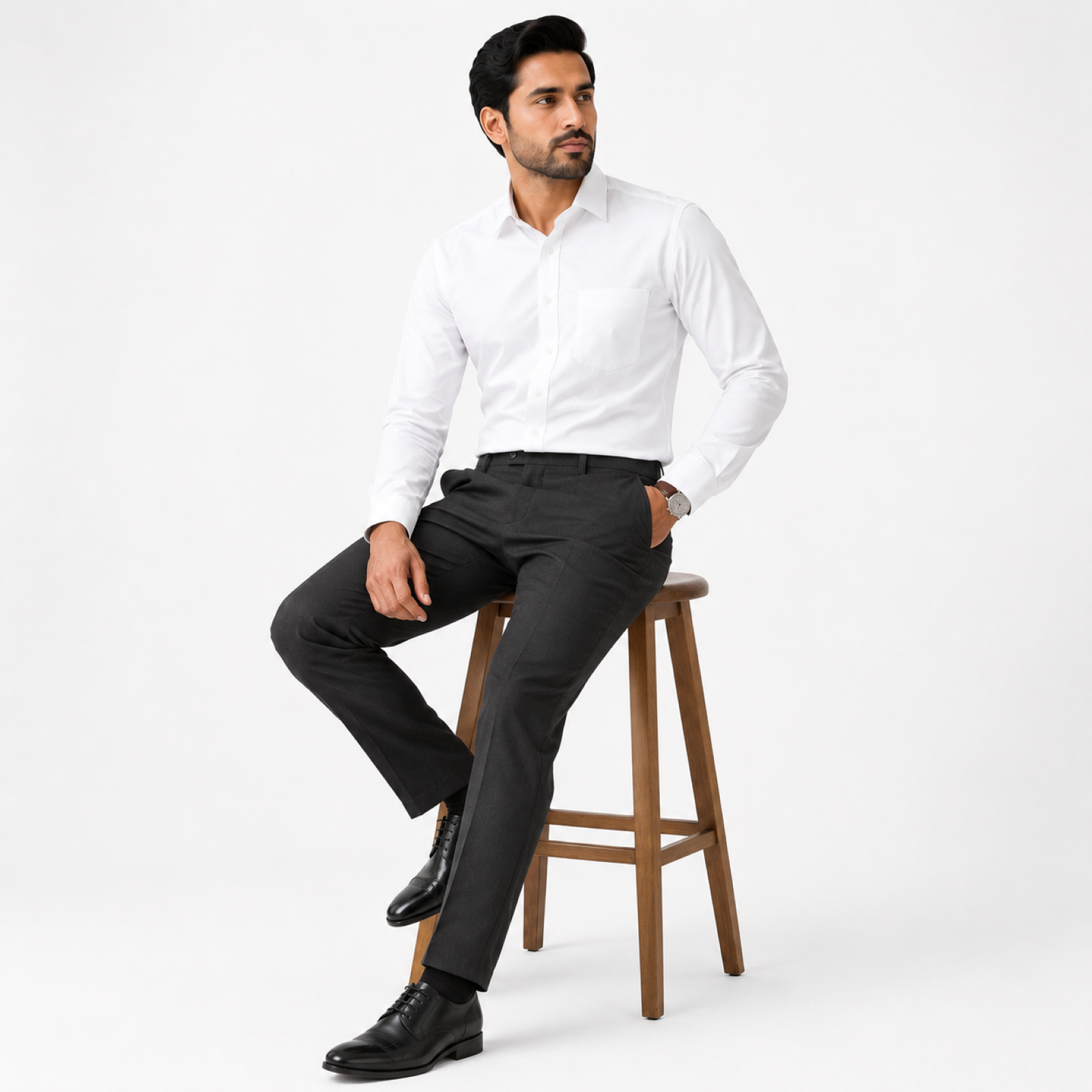 Men's Deep Charcoal Slim Fit Formal Trousers