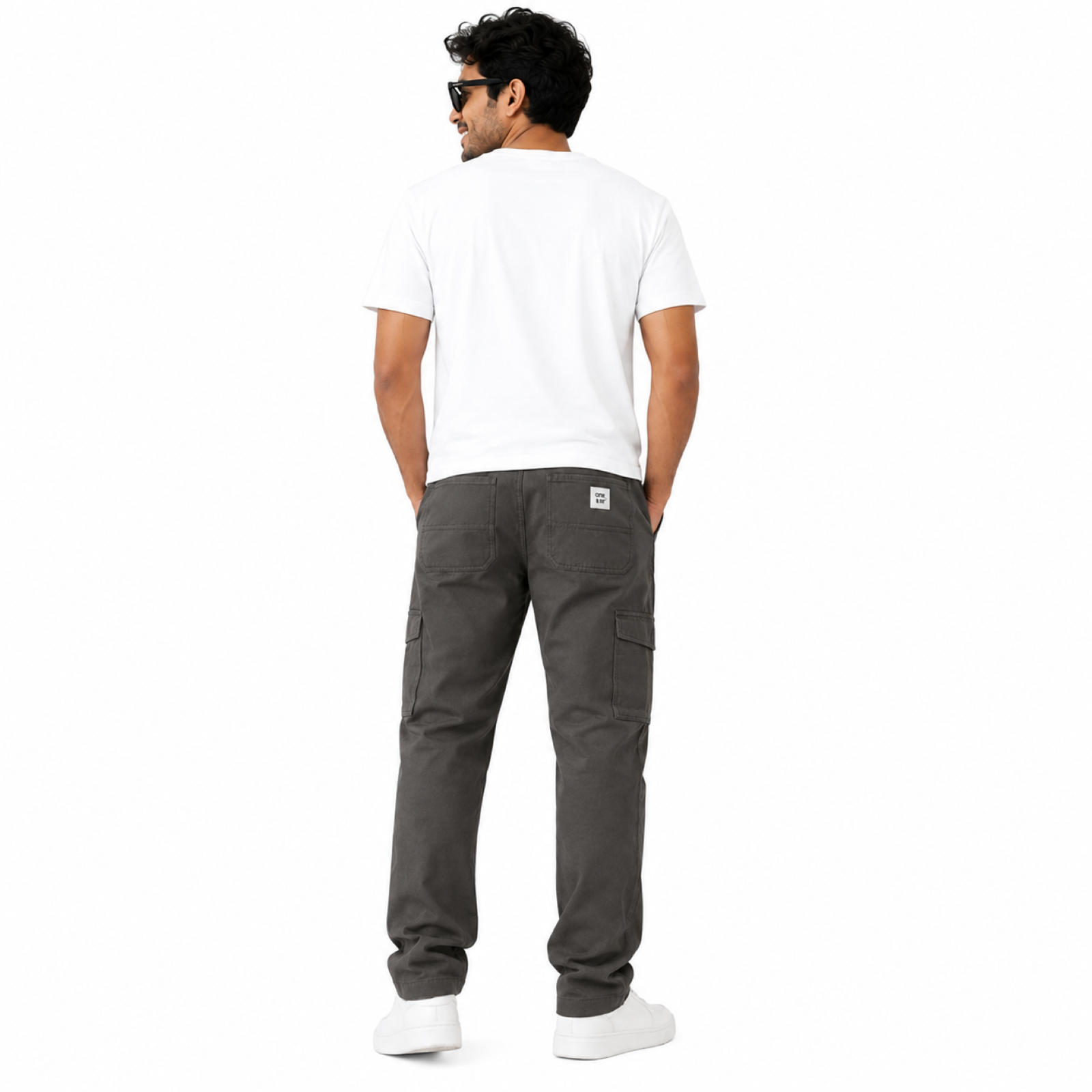 Men's Dark Grey Utility Cargo Straight Fit Pants