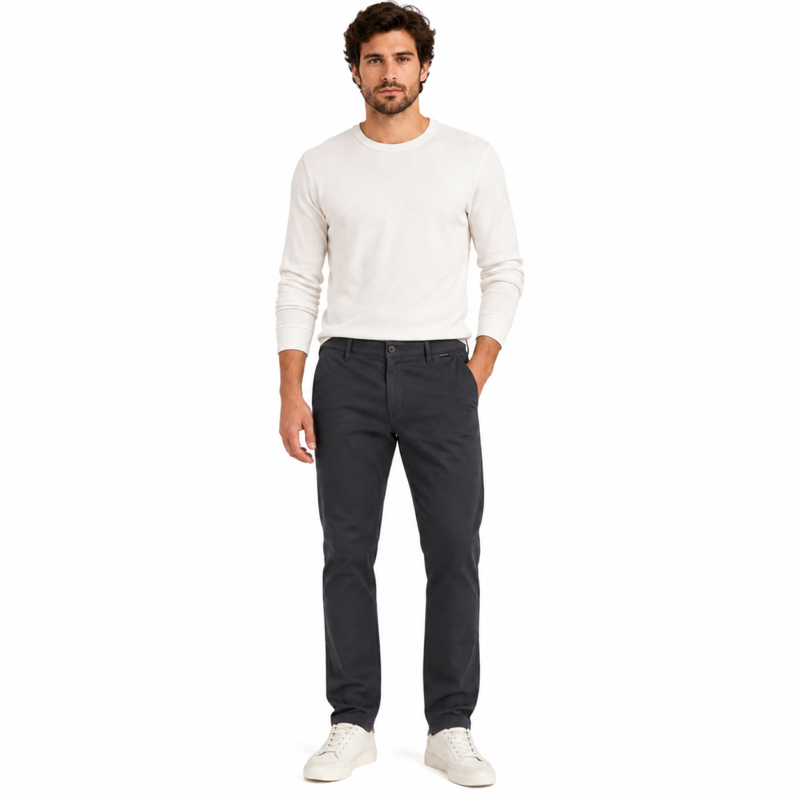 Men's Dark Grey Slim Fit Casual Trousers