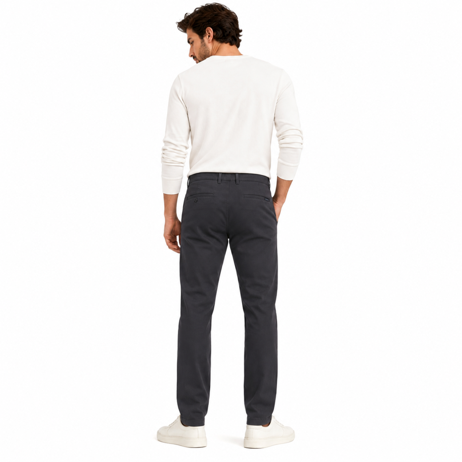 Men's Dark Grey Slim Fit Casual Trousers