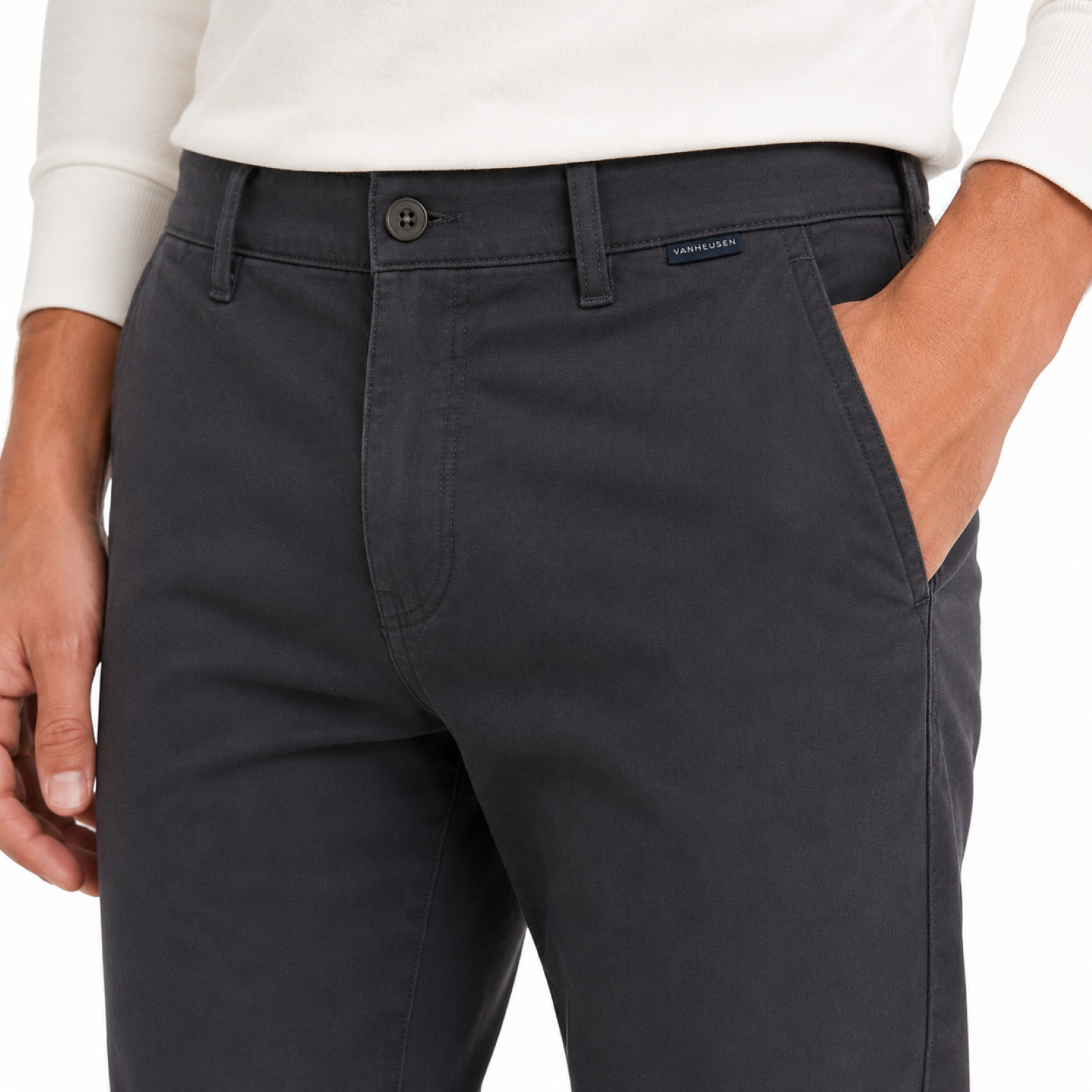 Men's Dark Grey Slim Fit Casual Trousers