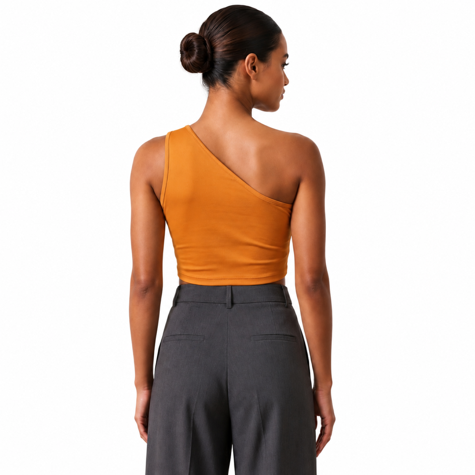 Women's Yellow One Shoulder Crop Top