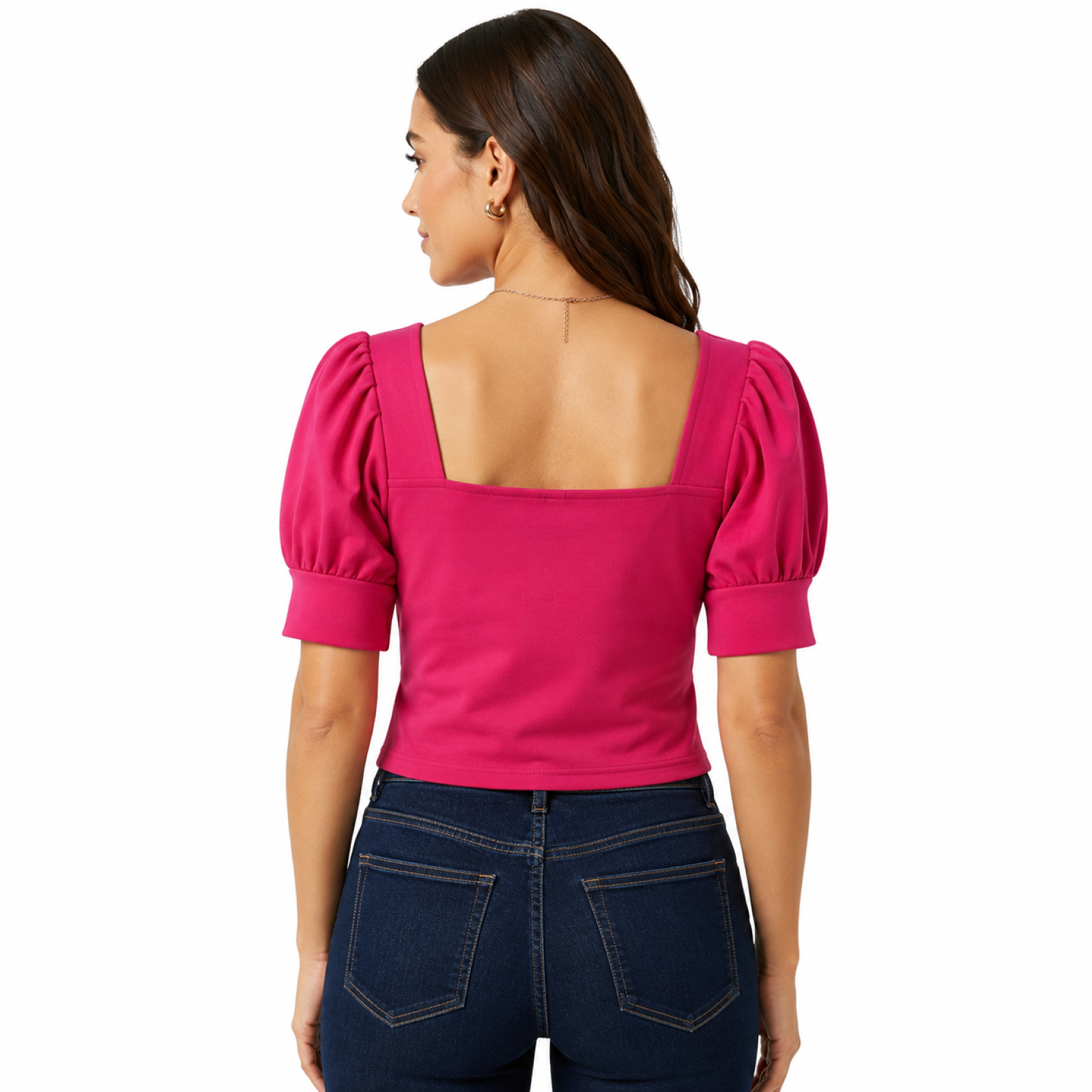 Women's Puff Sleeve Sweetheart Neck Crop Top