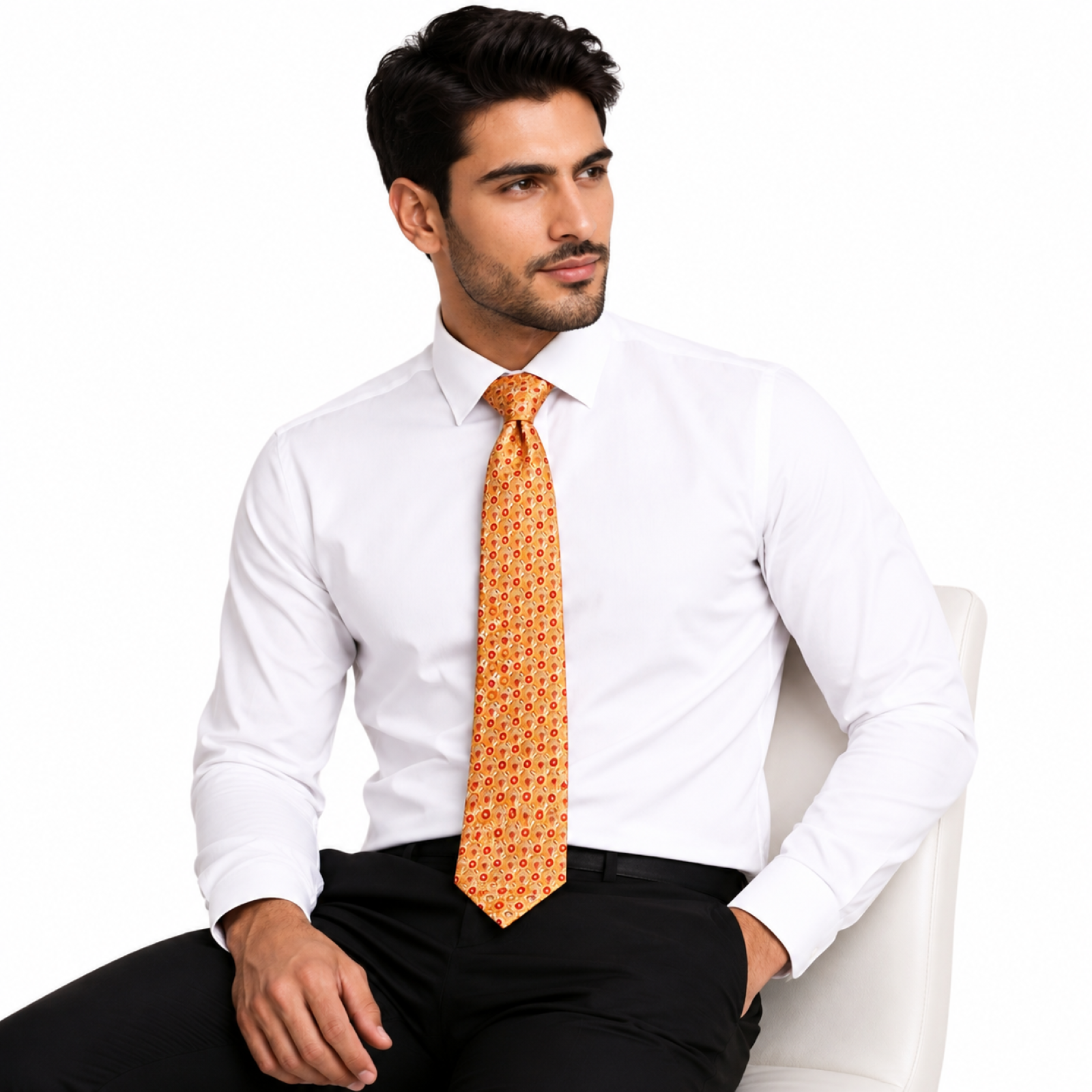 Orange Geometrics Tie