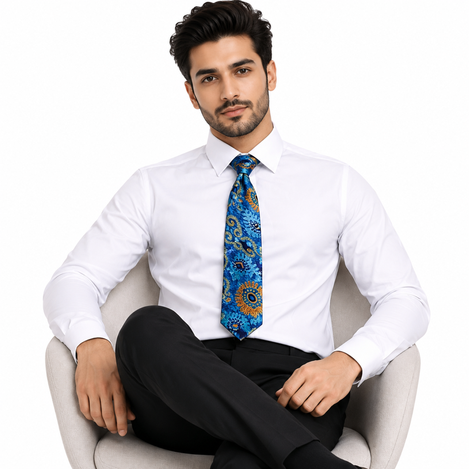 Vibrant Blue Paisley Tie