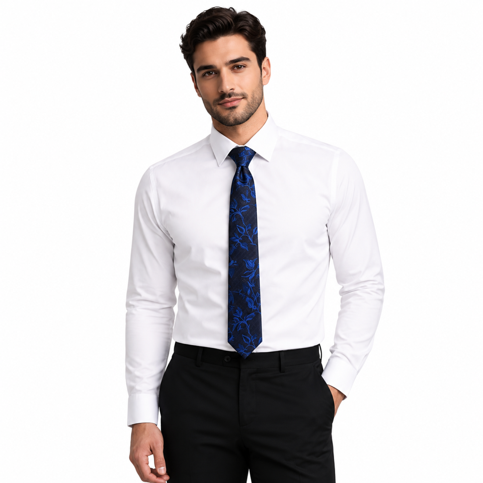 Navy Blue Floral Tie