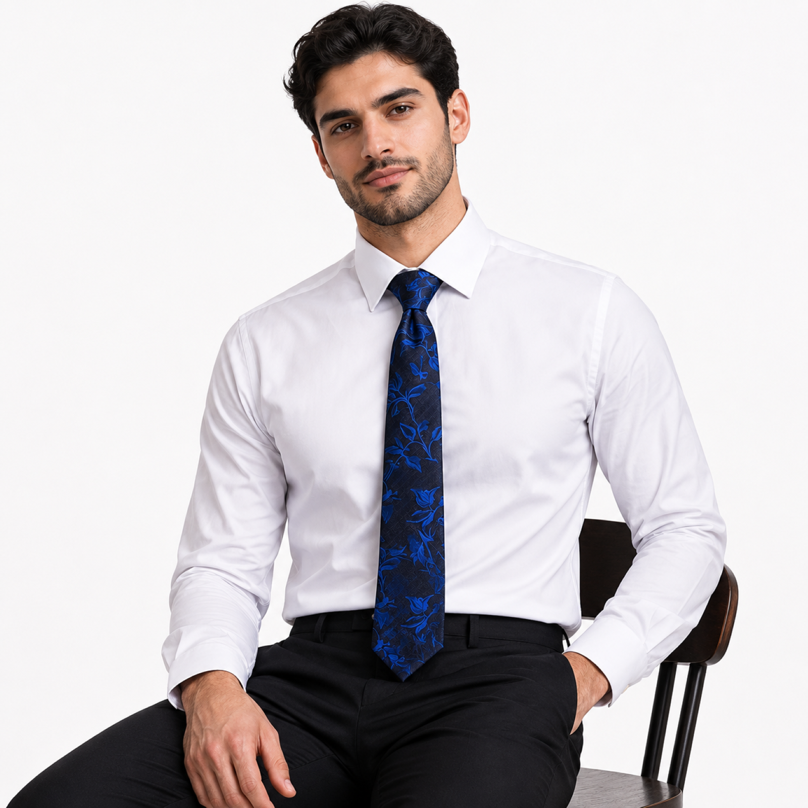 Navy Blue Floral Tie
