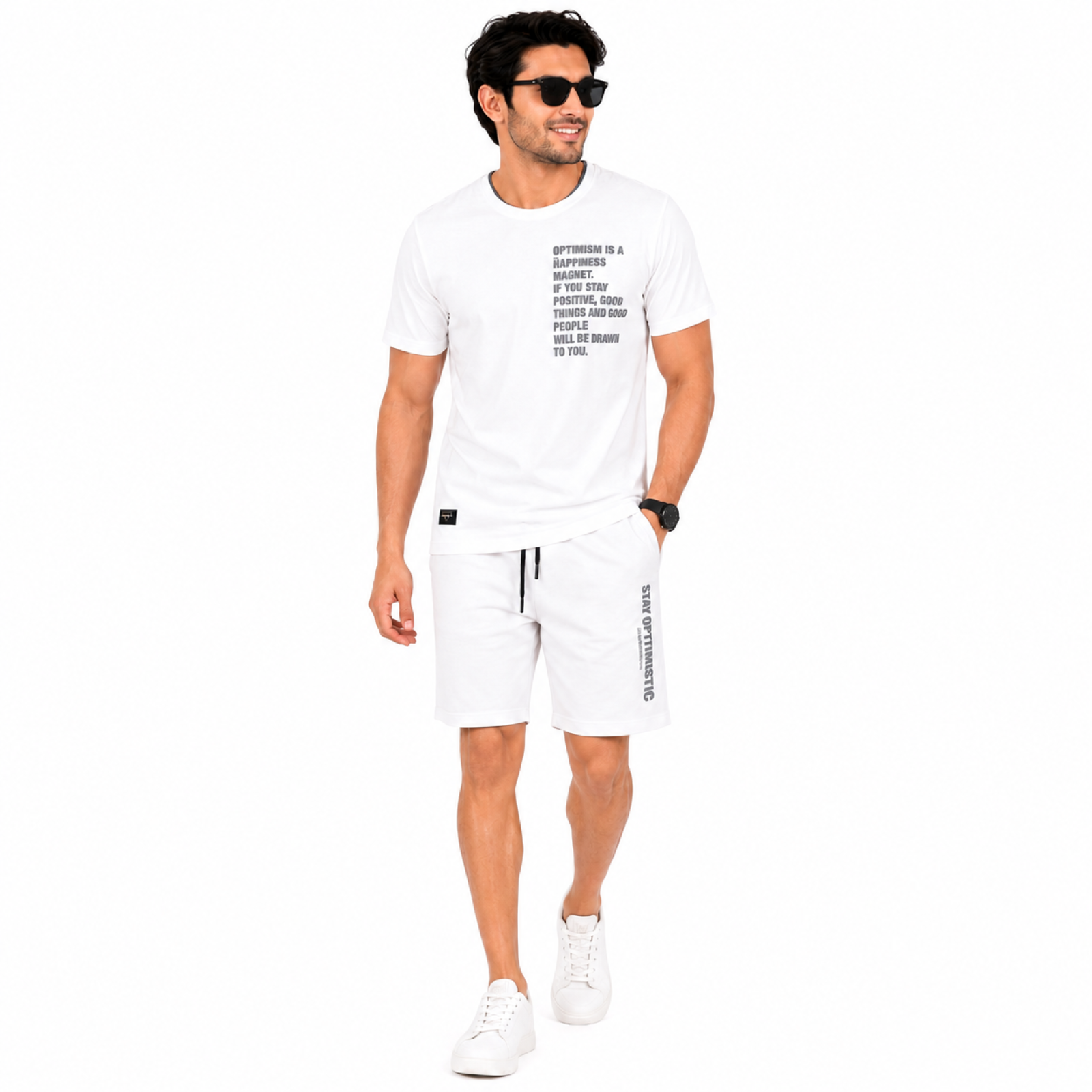 Men's White Casual Co-ord Set