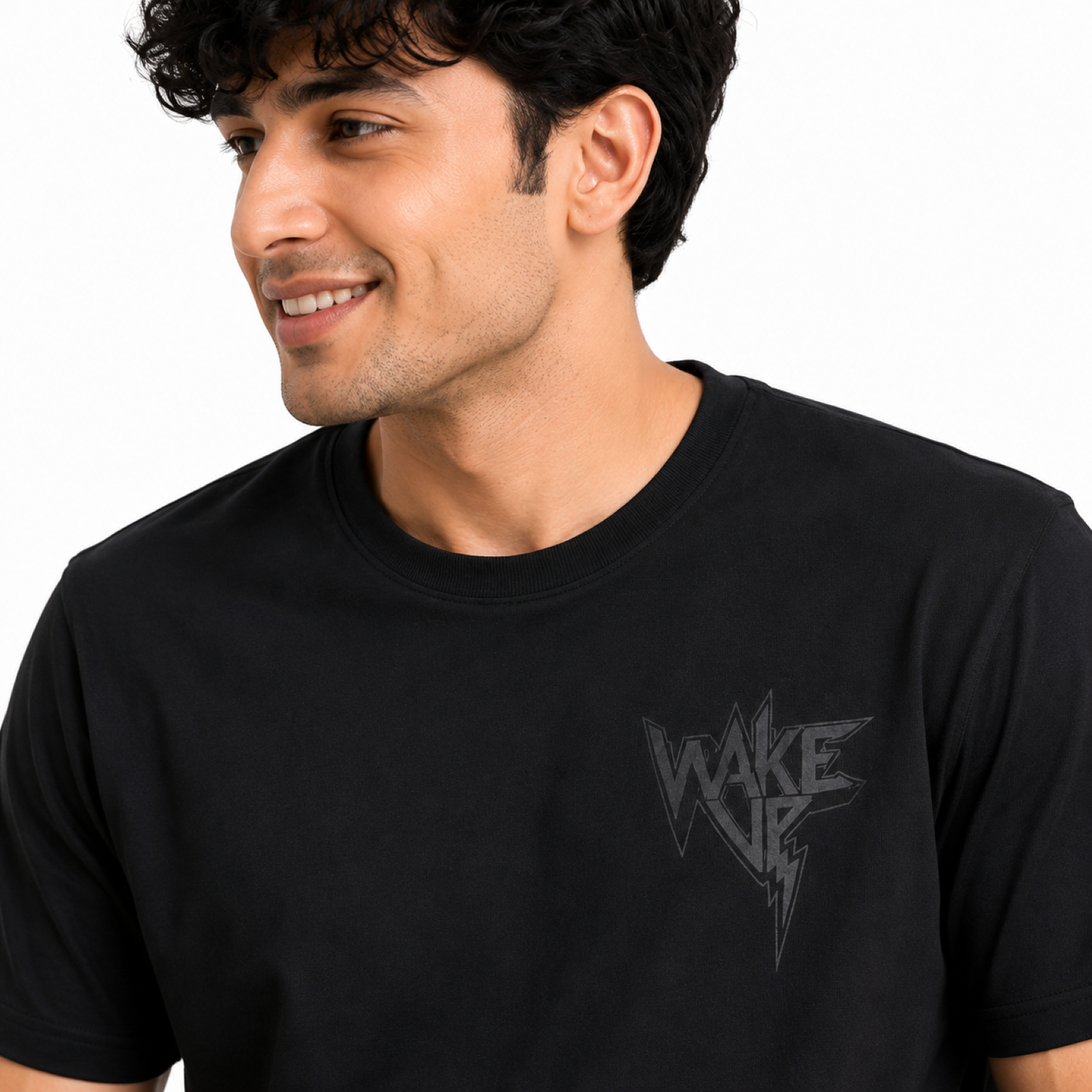 Men's Jet Black Lightning Graphic T-Shirt and Shorts Co-Ord Set