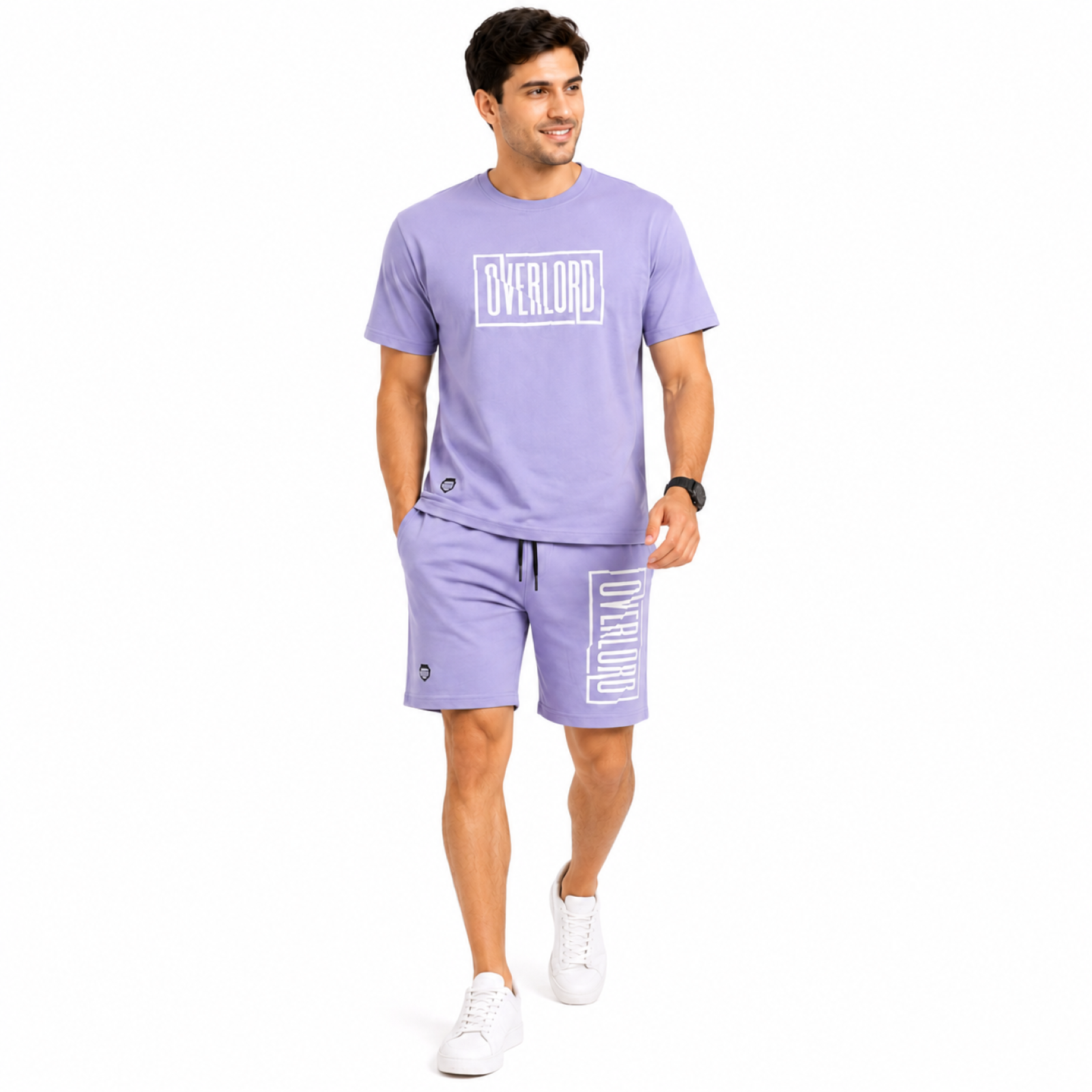 Men's Lavender Streetwear Co-Ord Shorts Set