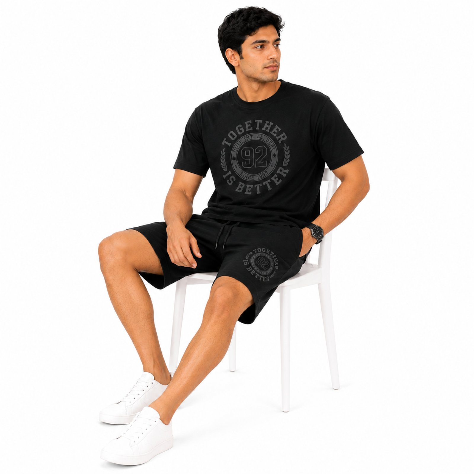 Men's Black Graphic Co-Ord Lounge Set