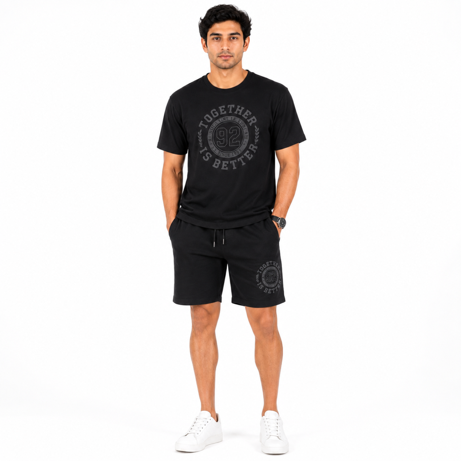 Men's Black Graphic Co-Ord Lounge Set