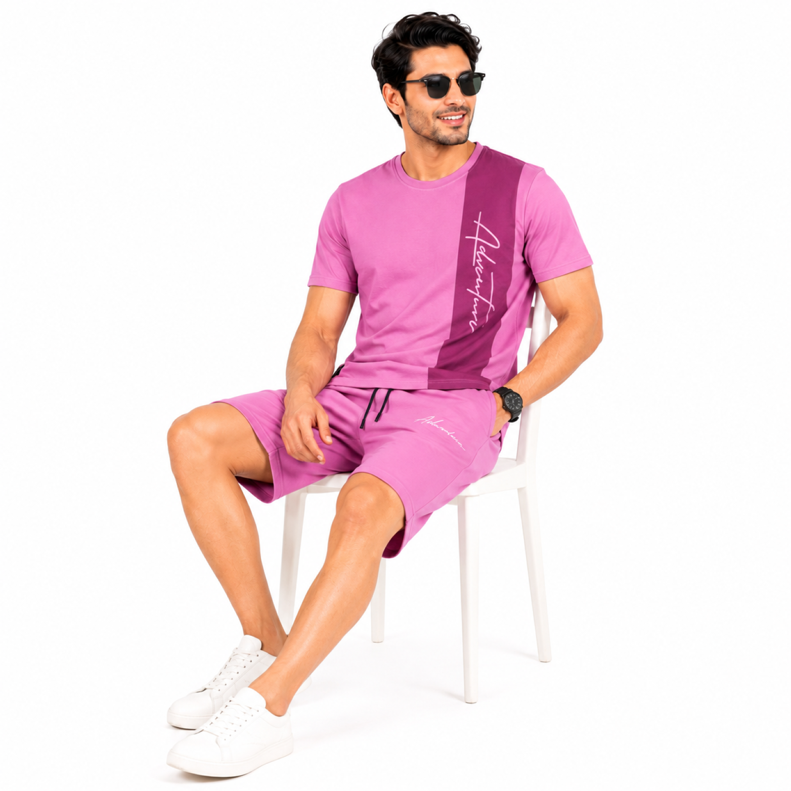 Men's Pink Casual Co-ord Set