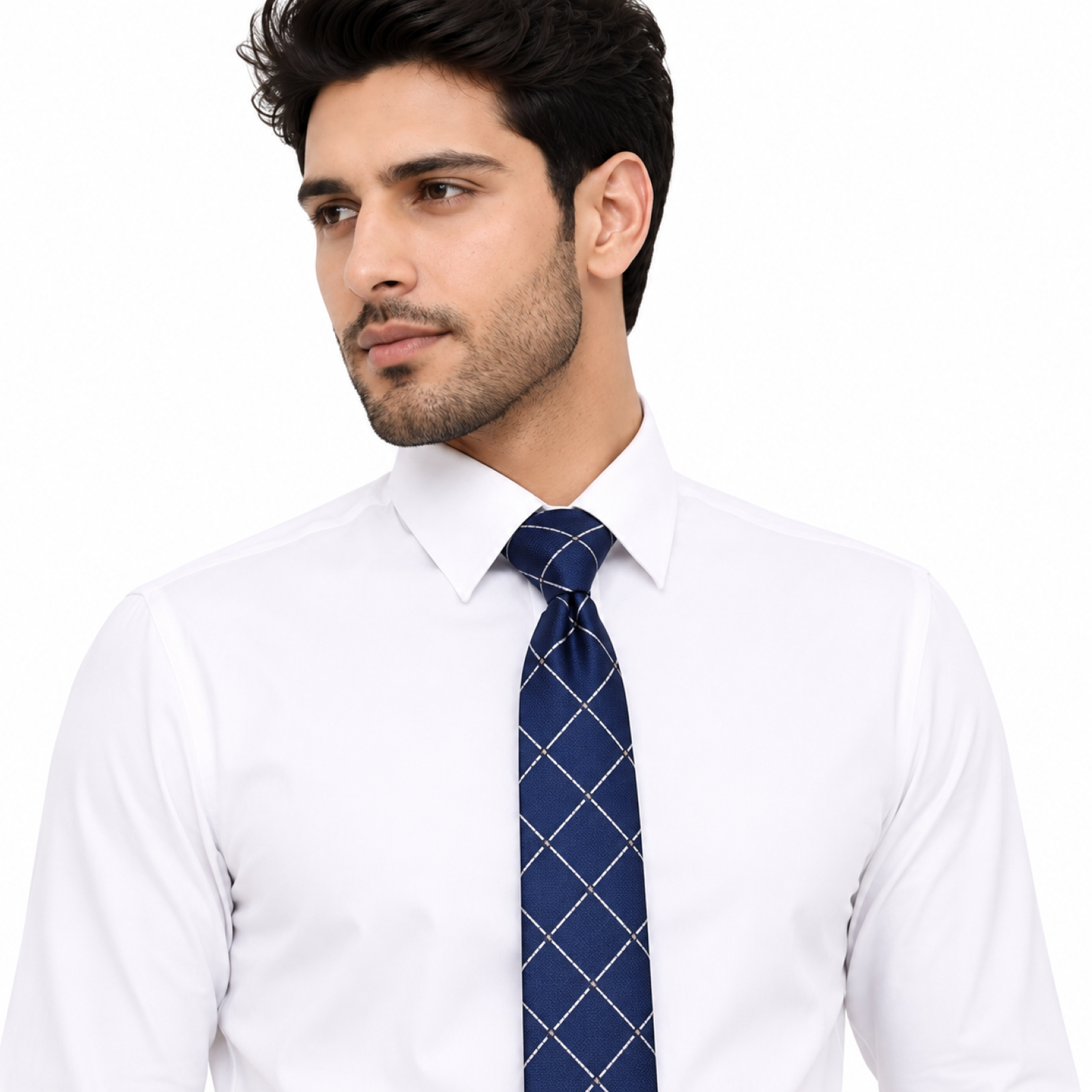 Navy Blue Diamond Grid Tie