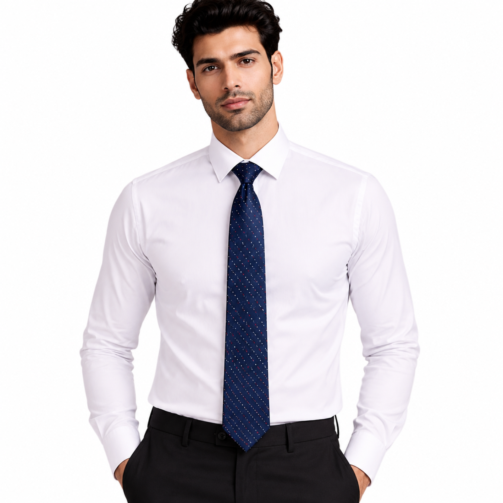 Navy Blue Fine Dot Tie
