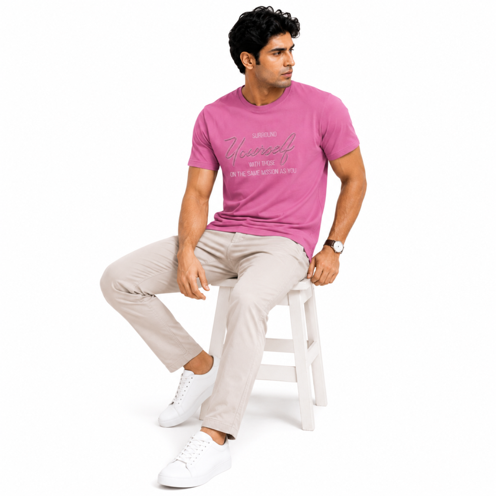 Men's Rosewood Typography Graphic Casual T-Shirt