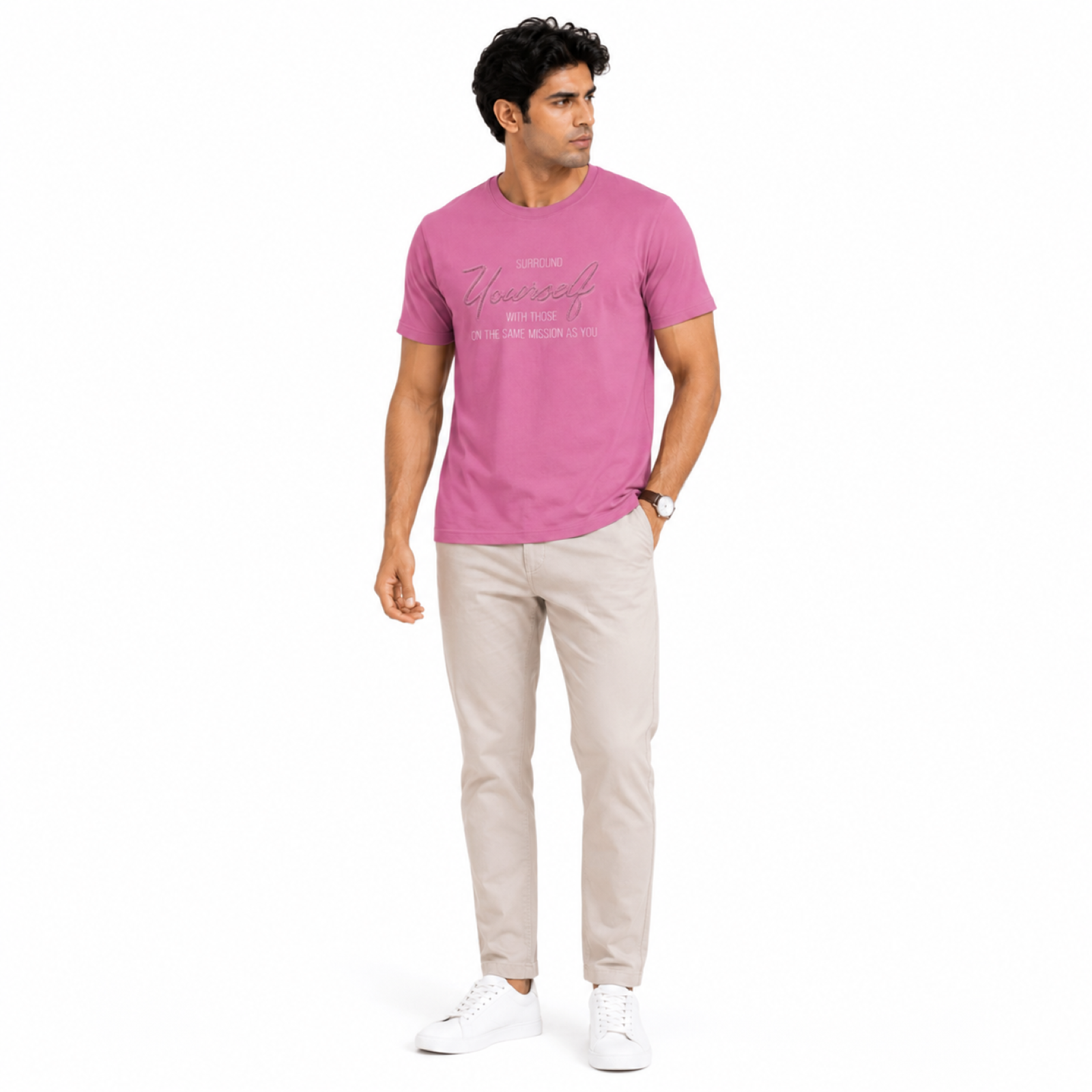 Men's Rosewood Typography Graphic Casual T-Shirt