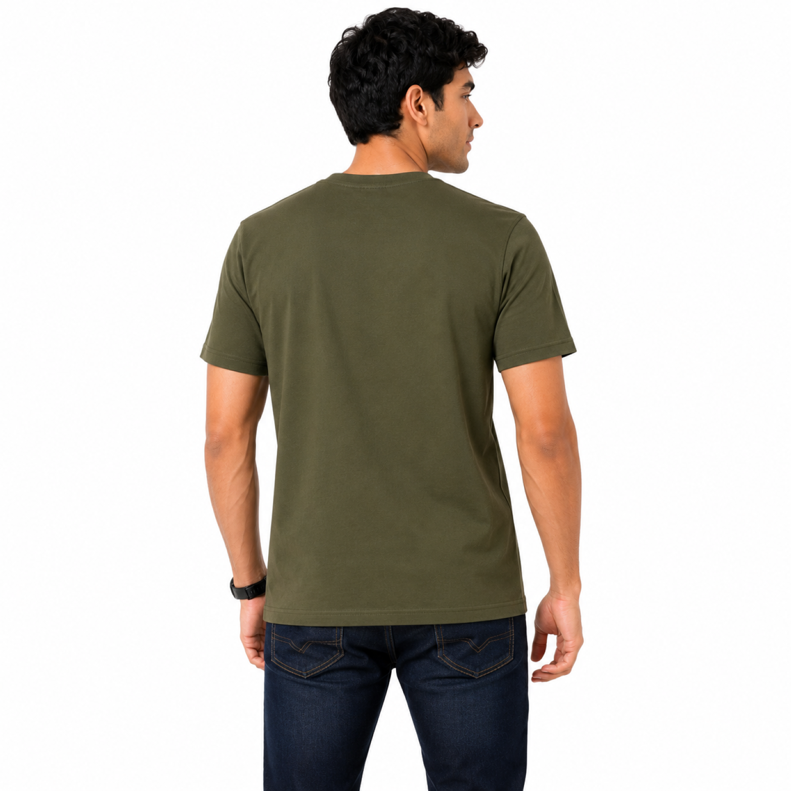 Men's Olive Green Typography Printed T-Shirt