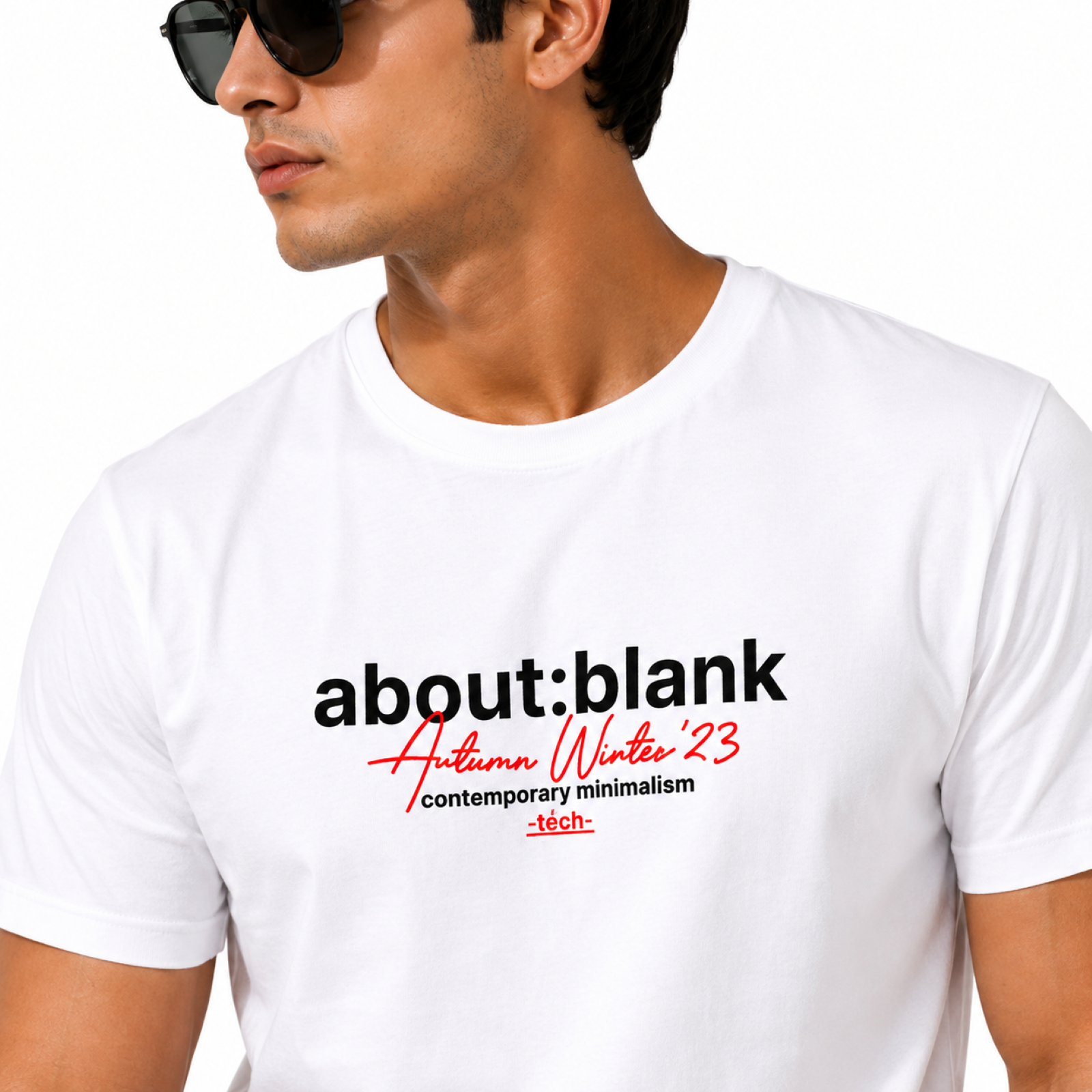 Men's Minimal White Typography Graphic T-Shirt