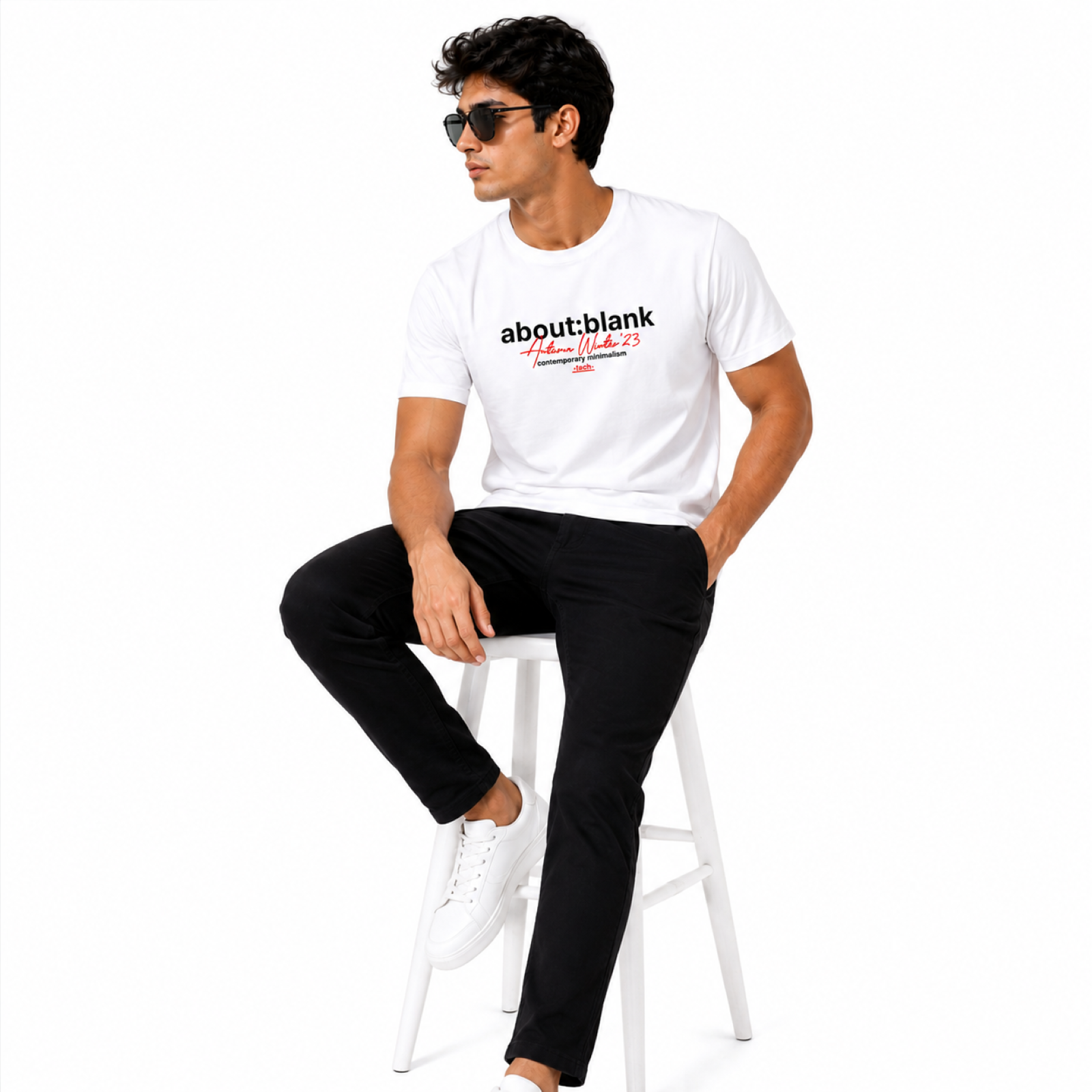 Men's Minimal White Typography Graphic T-Shirt
