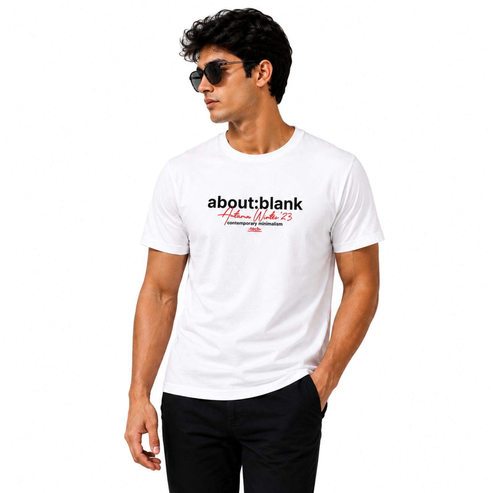 Men's Minimal White Typography Graphic T-Shirt