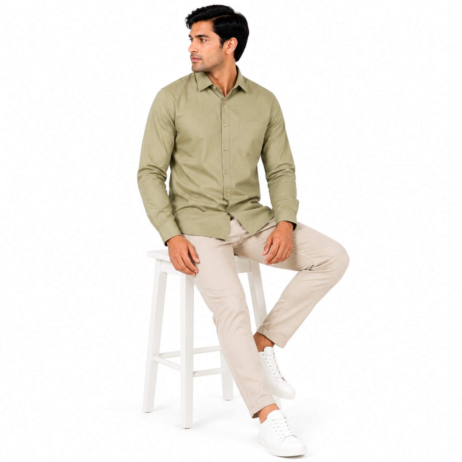 Men's Sage Parrot Green Premium Formal Shirt