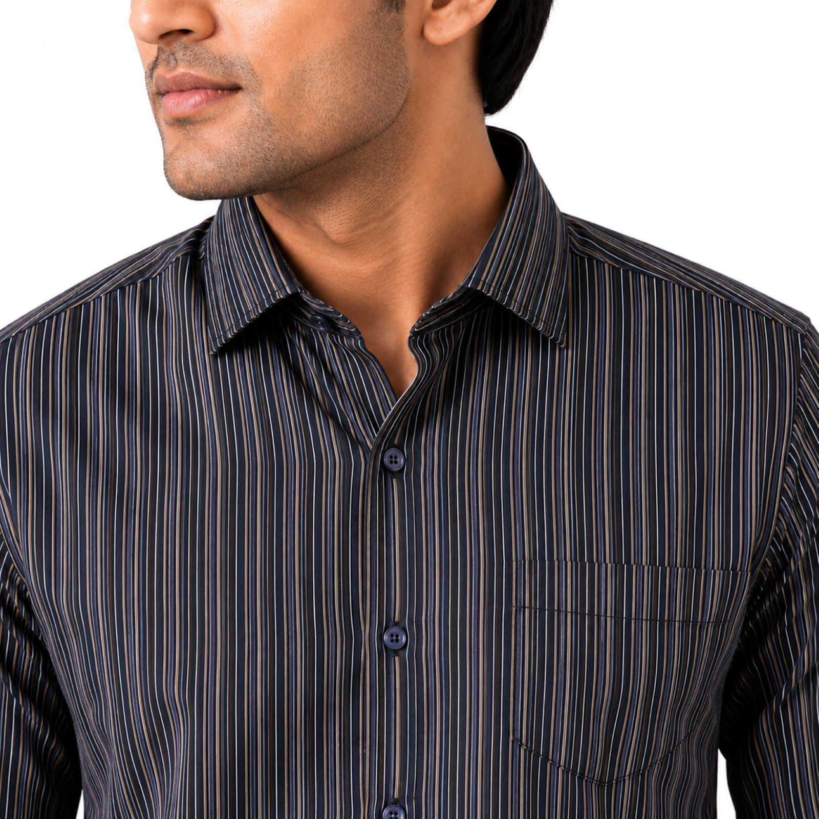 Men's Midnight Navy Vertical Stripe Premium Shirt