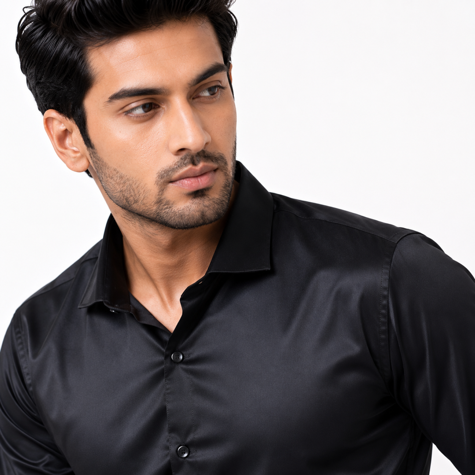 Men's Dark Grey Satin Formal Shirt