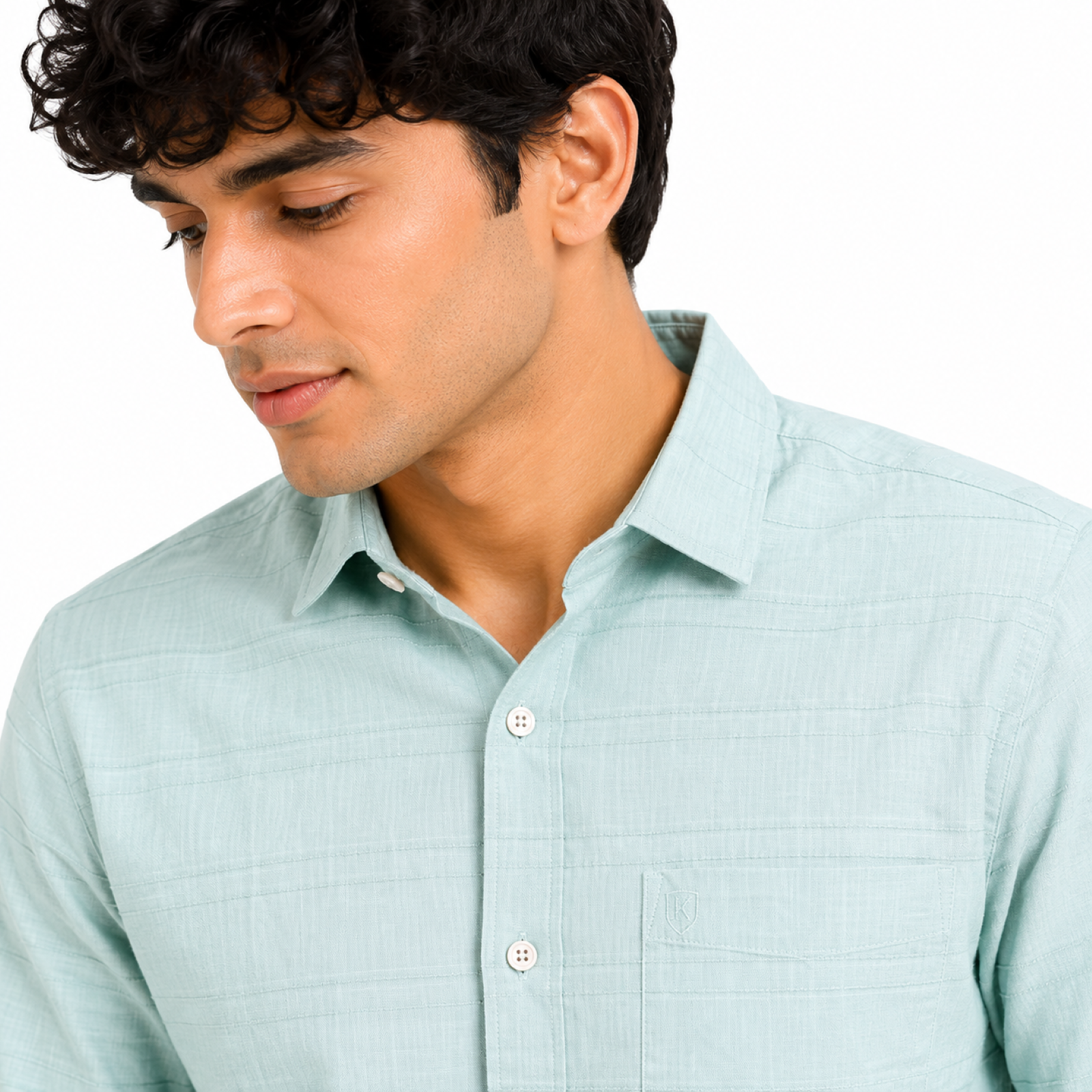 Men's Pista Green Textured Formal Shirt