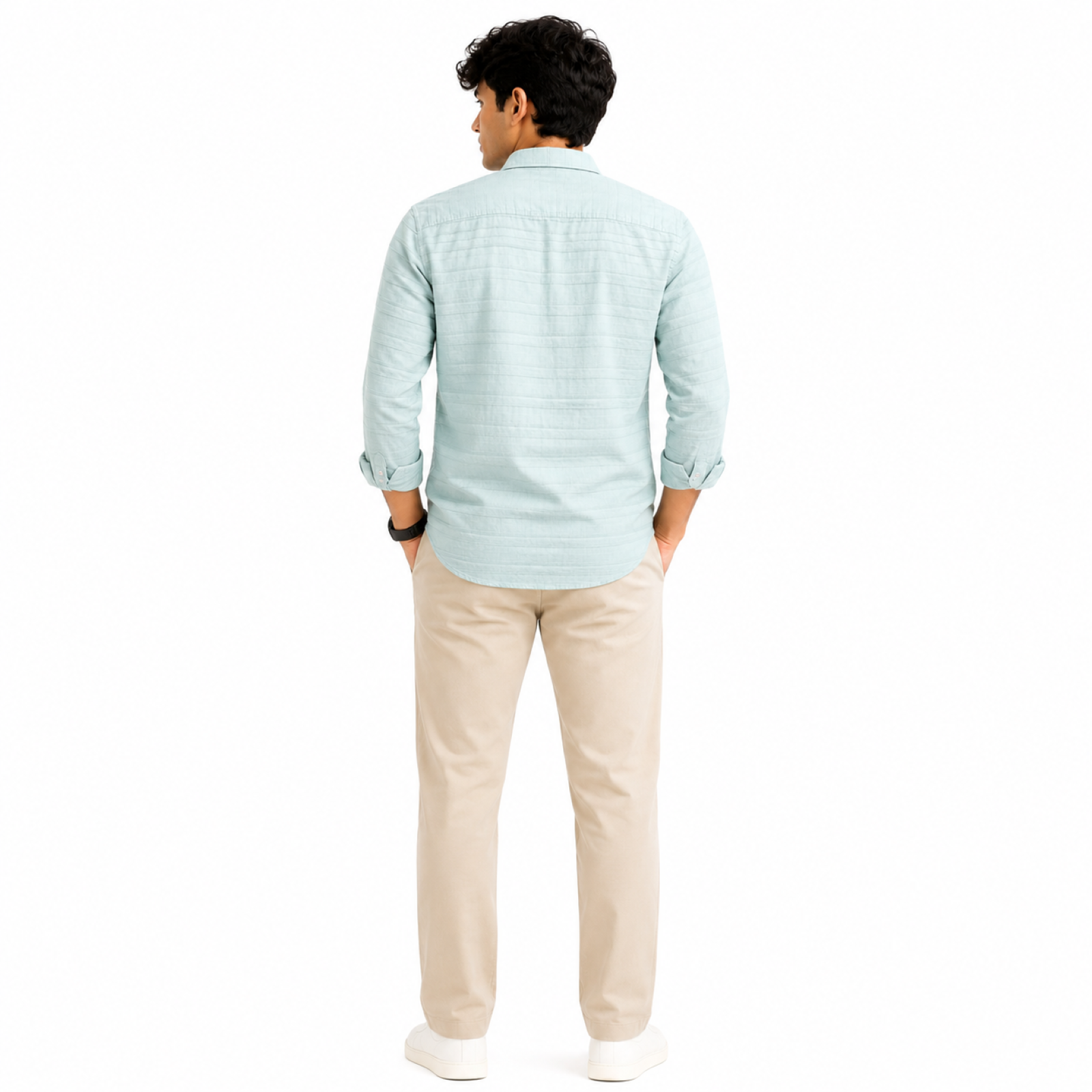 Men's Pista Green Textured Formal Shirt