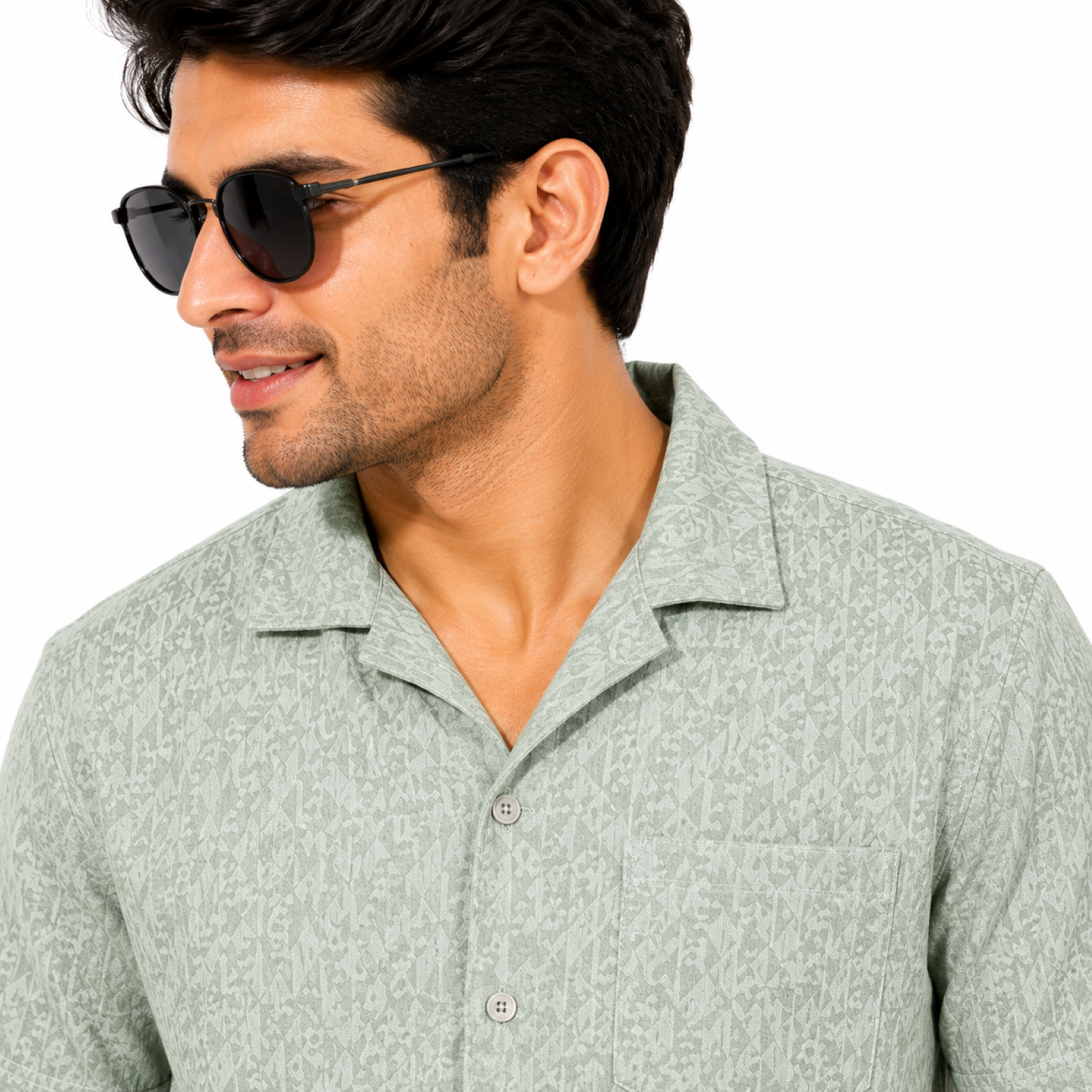 Men's Pista Green Textured Co-ord Set