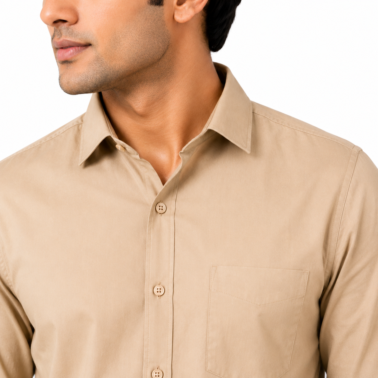 Men's Desert Beige Classic Smart Casual Shirt