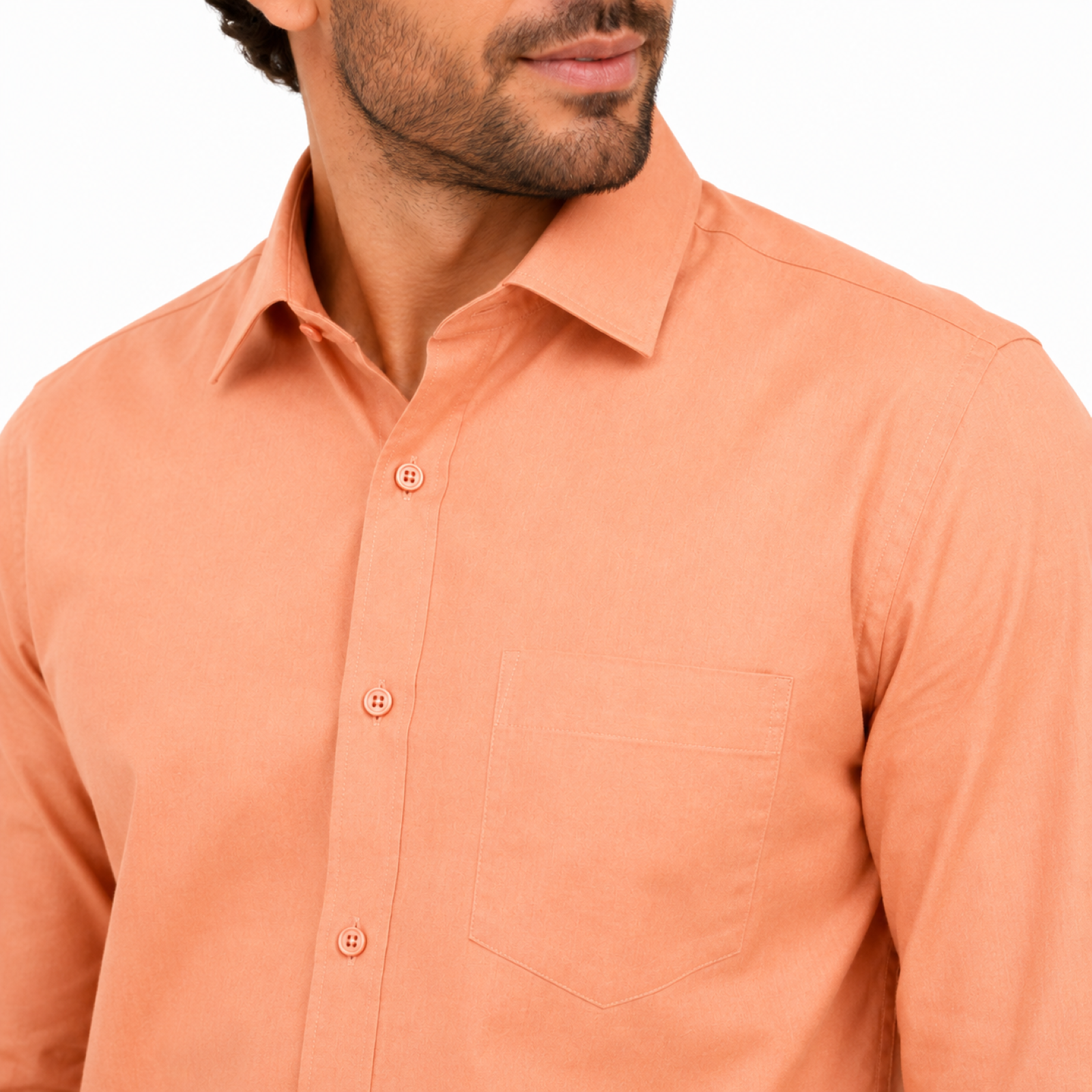 Men's Orange Solid Formal Cotton Shirt