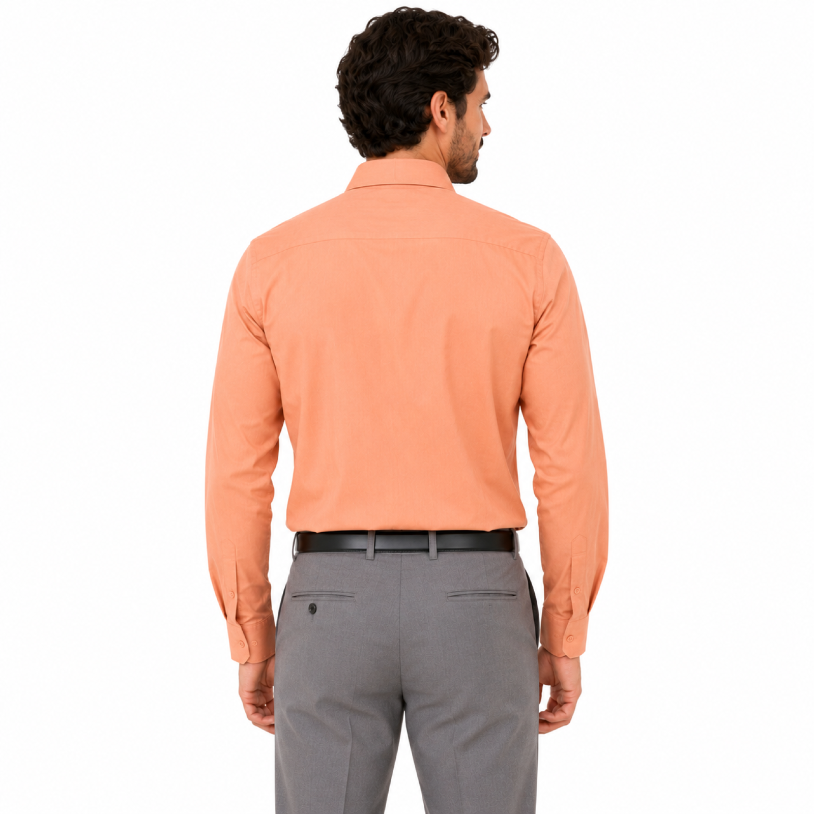 Men's Orange Solid Formal Cotton Shirt