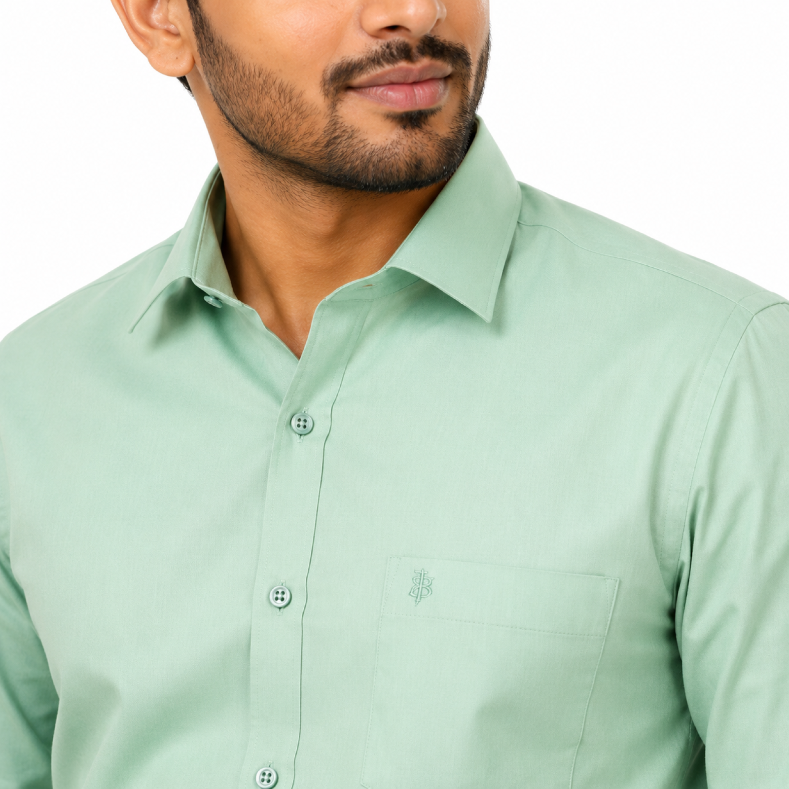 Men's Pista Green Solid Formal Shirt
