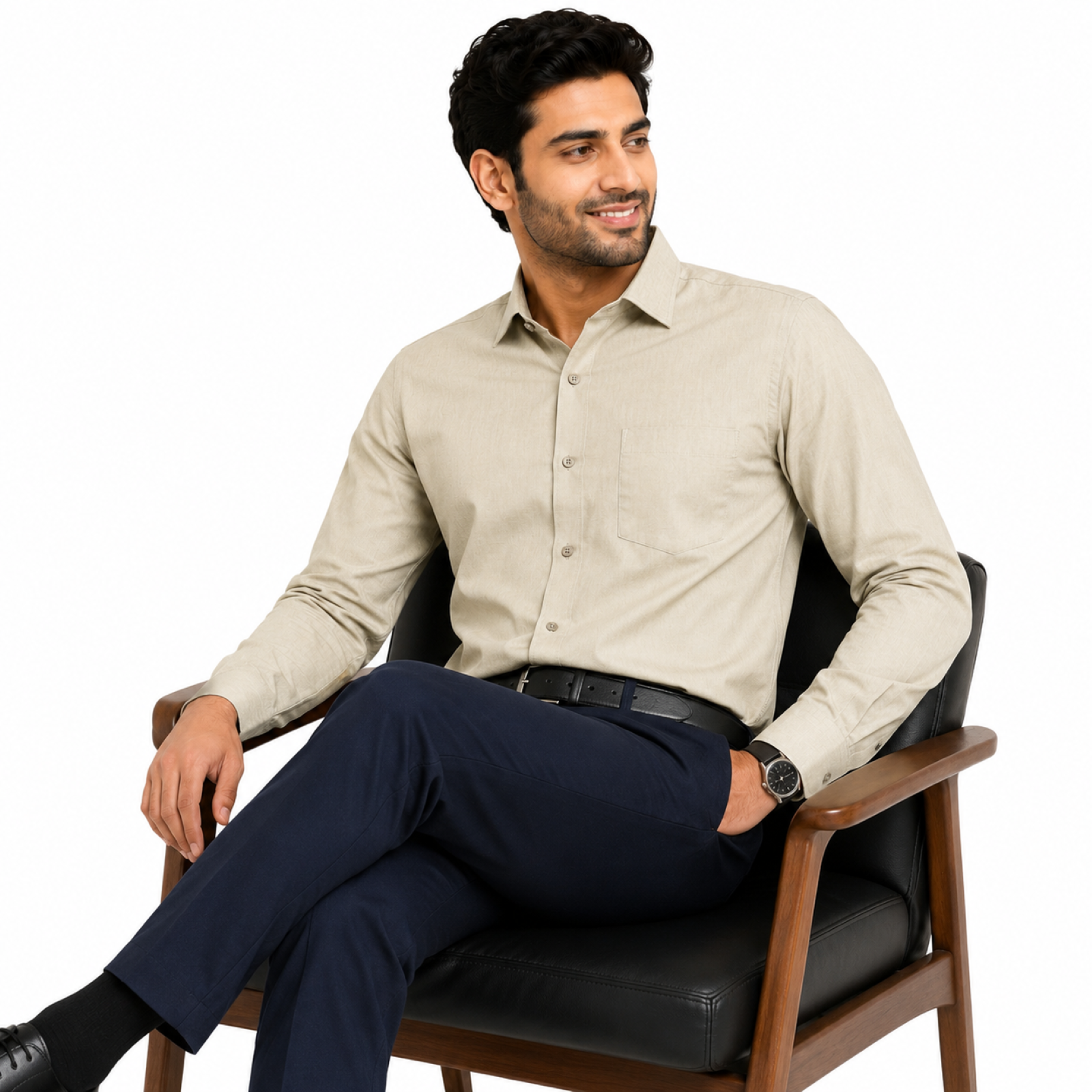 Men's Parrot Green Solid Formal Shirt