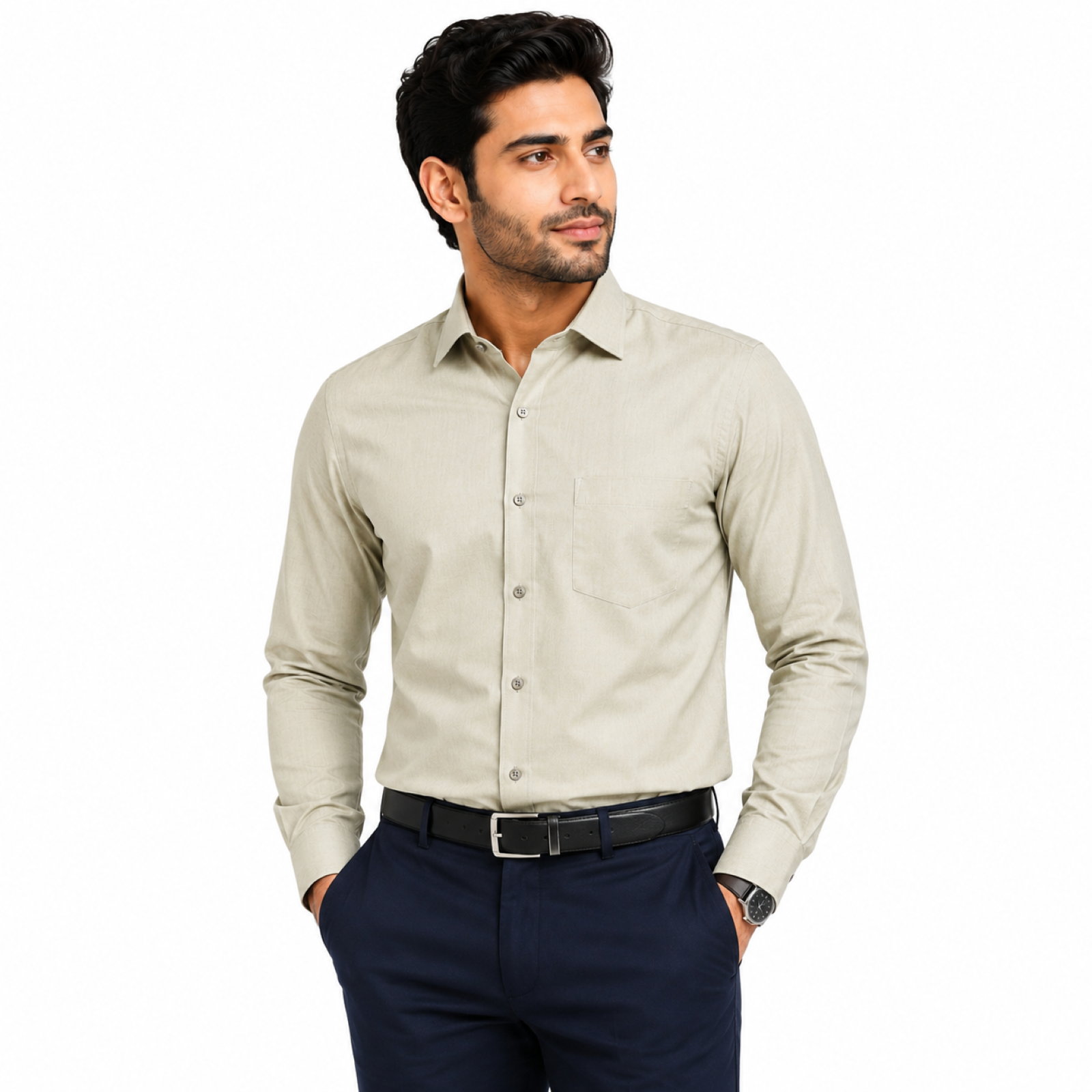Men's Parrot Green Solid Formal Shirt