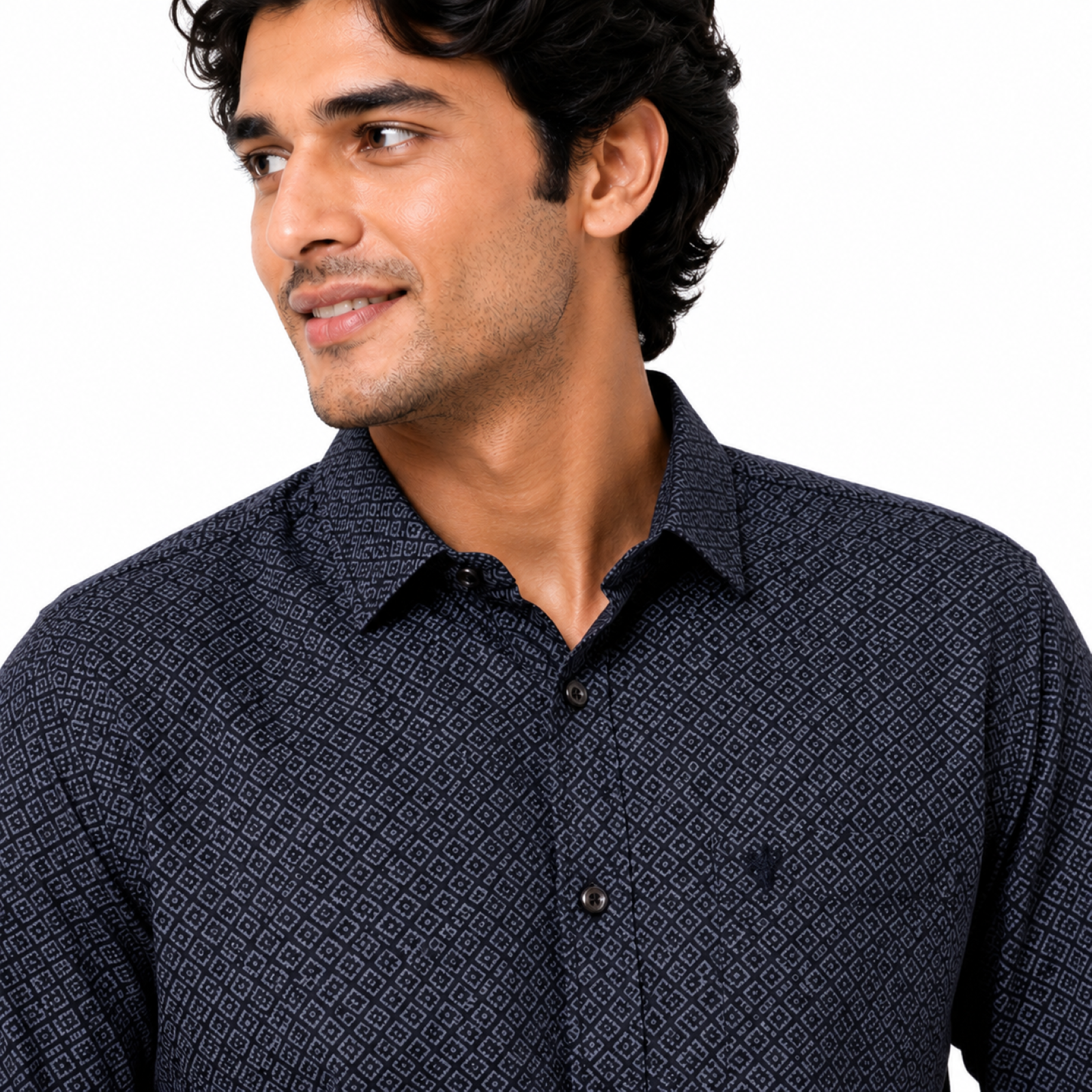 Men's Midnight Black Micro Pattern Formal Shirt