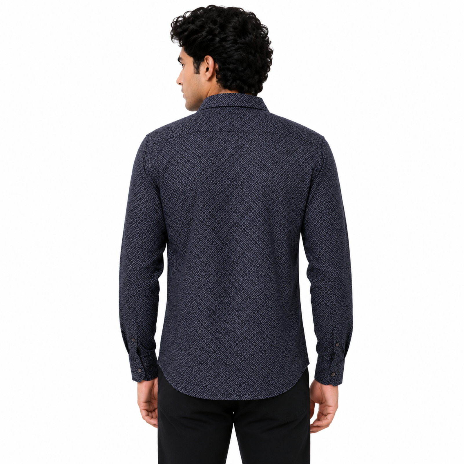 Men's Midnight Black Micro Pattern Formal Shirt