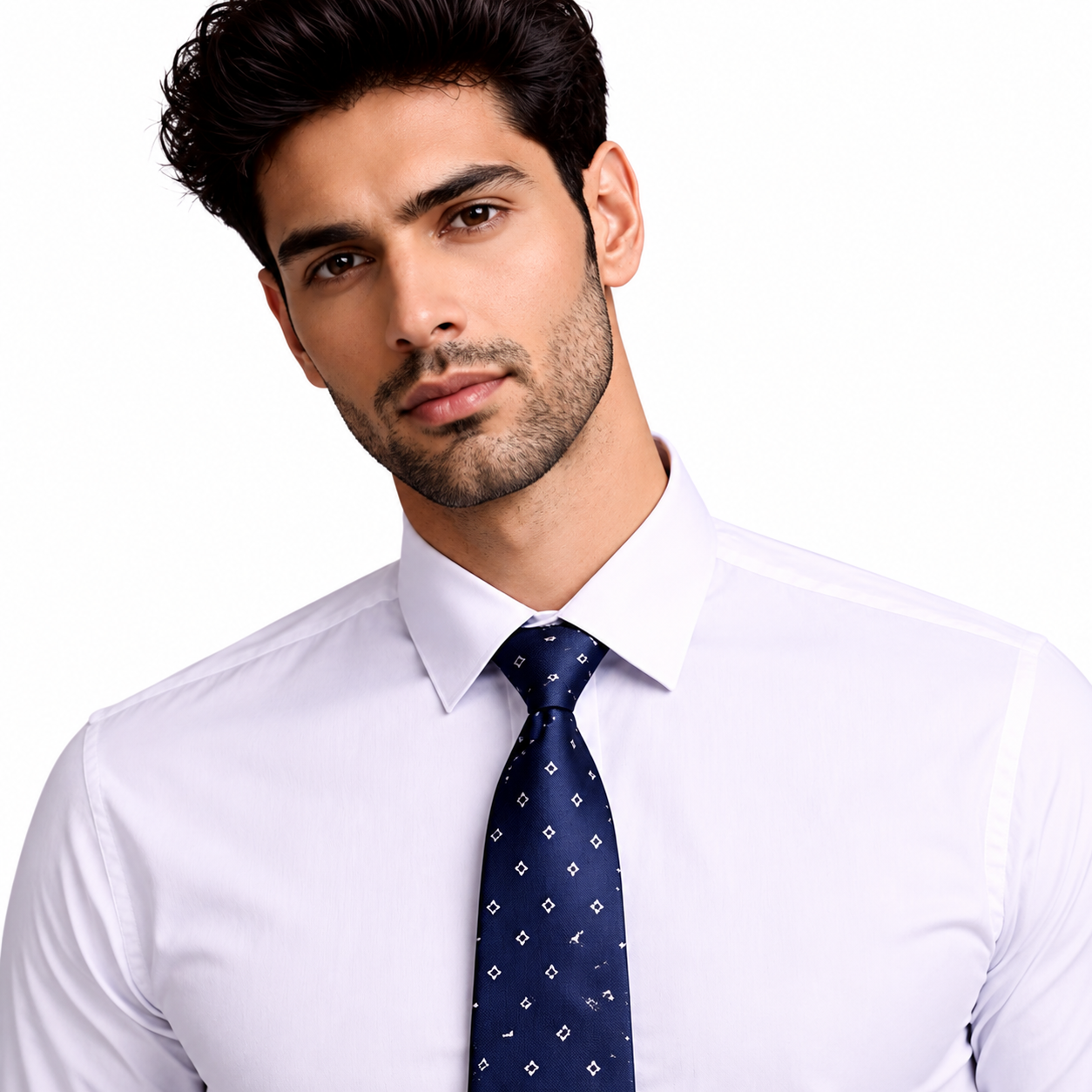 Navy Blue Grid Tie
