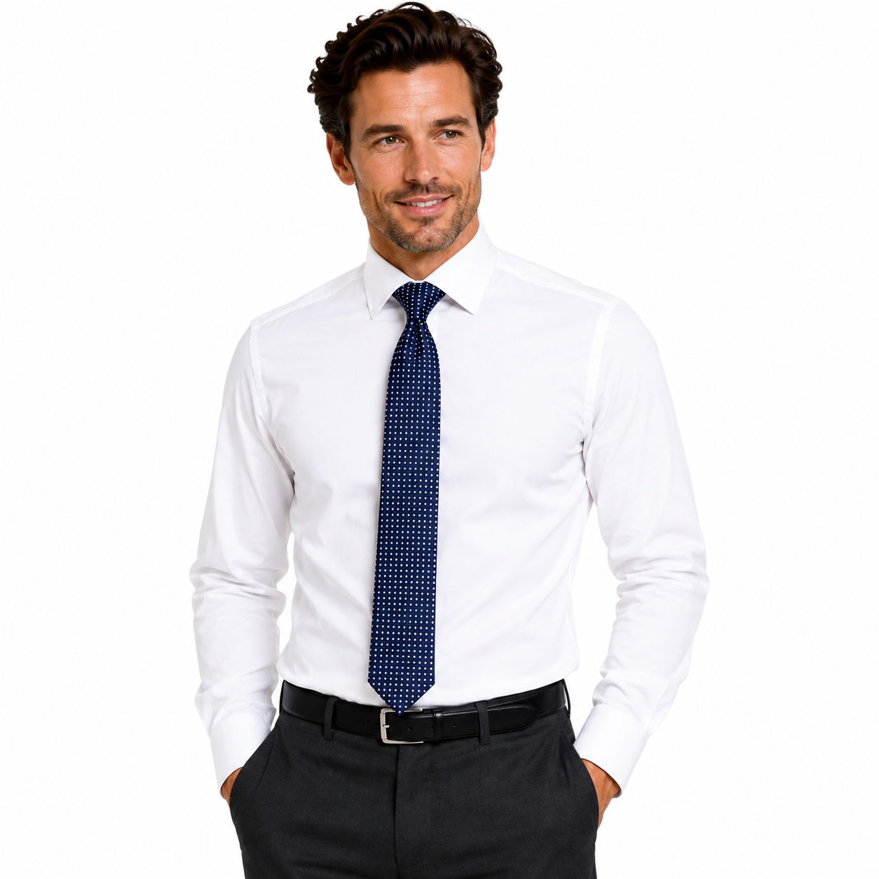 Men's Luxury Micro-Patterned Royal Blue Silk Formal Necktie