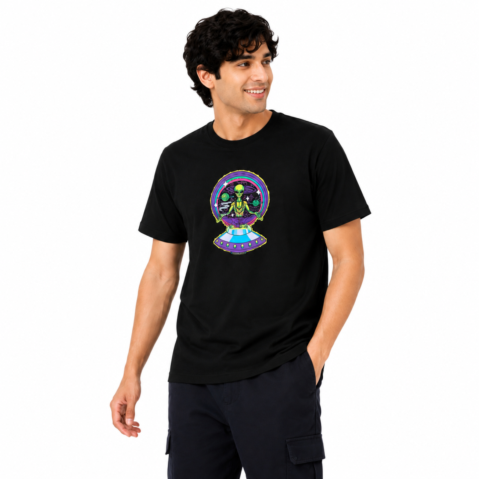 Men's Cosmic Alien Graphic Oversized T-Shirt