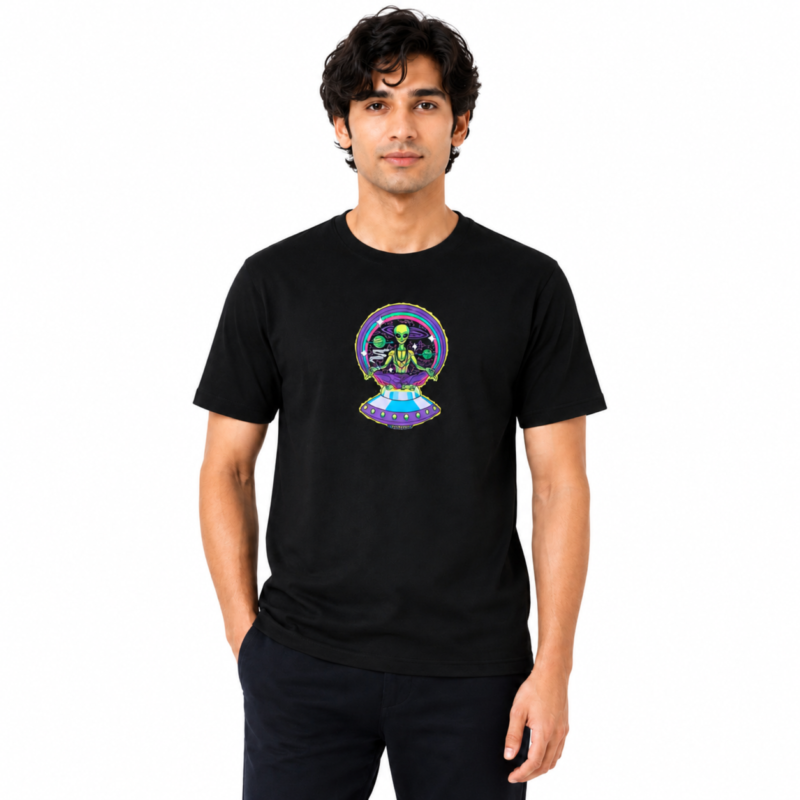 Men's Cosmic Alien Graphic Oversized T-Shirt